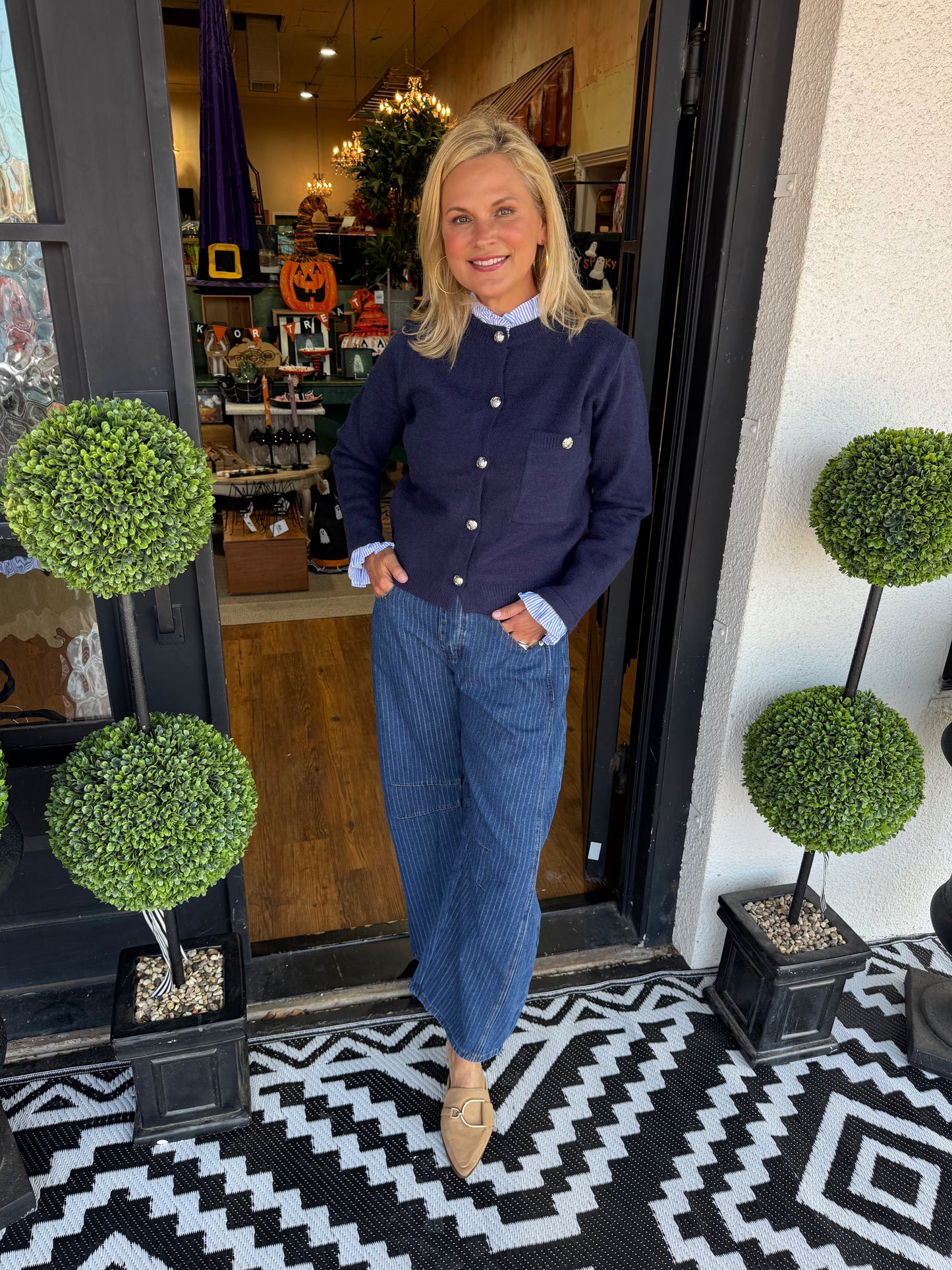 Danica Cardigan Top- Navy