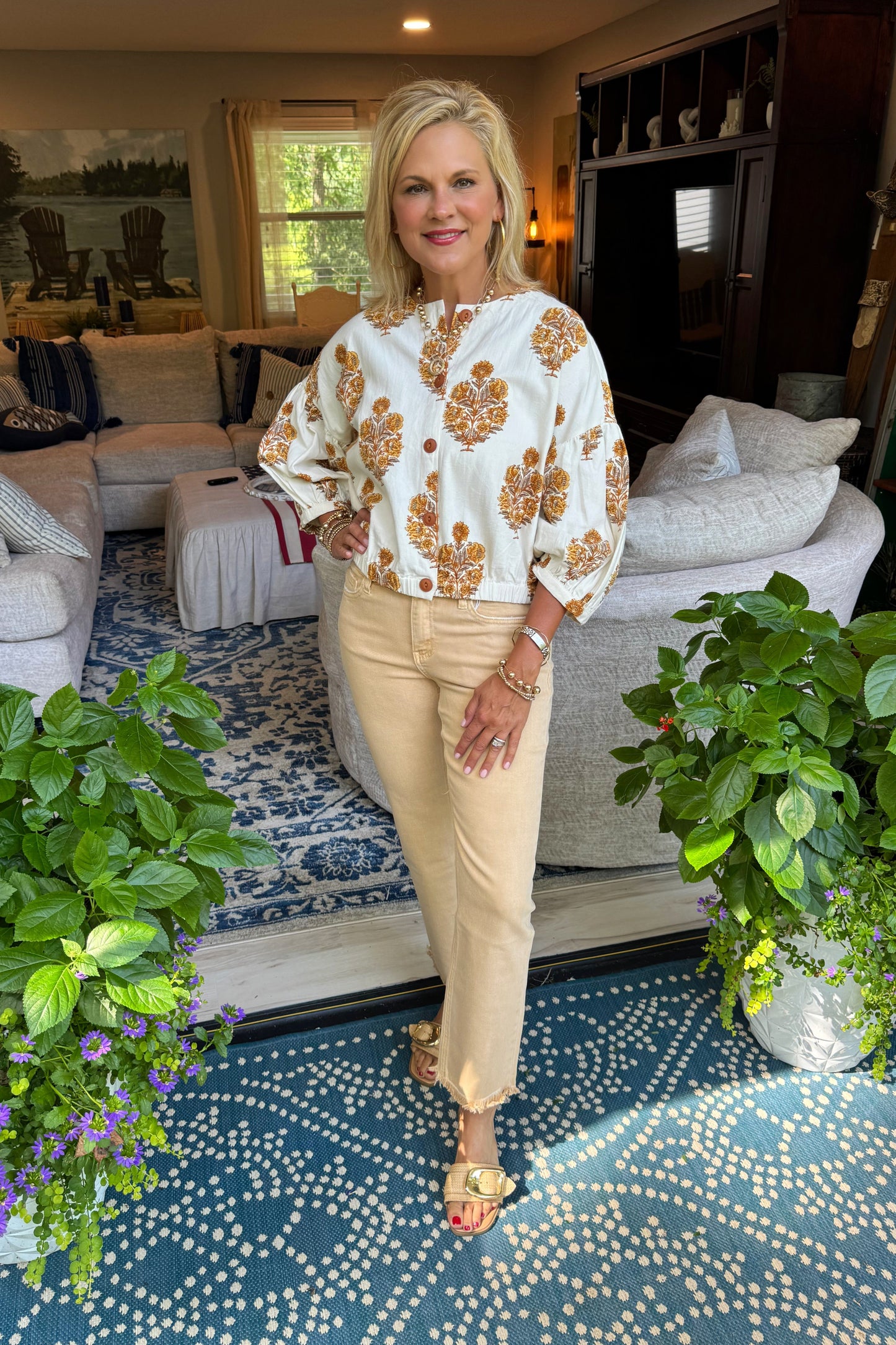 Mid Rise Straight Jeans- Sun Beige