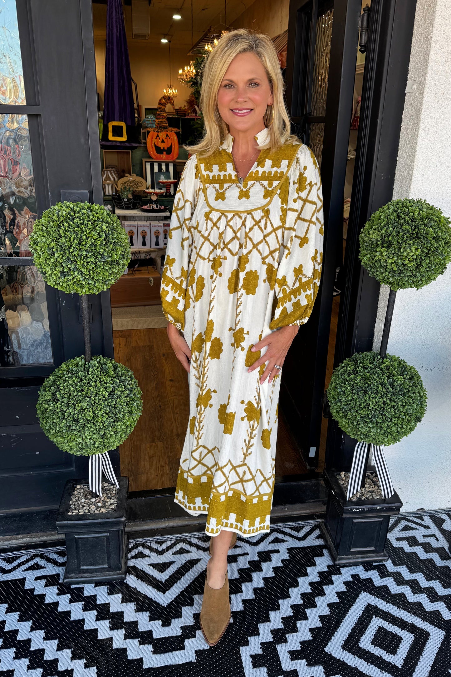 Bindi Dress - Mustard Green