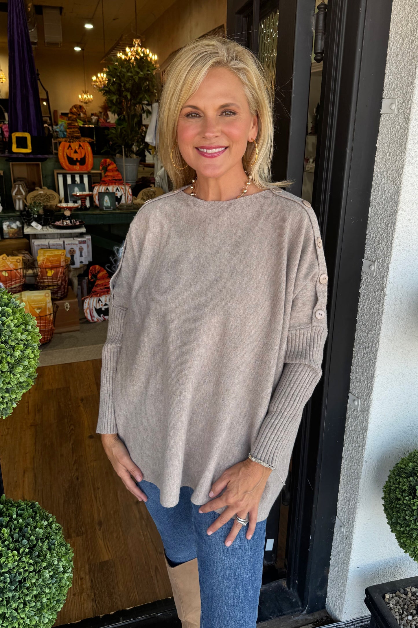 Sheffield Button Sweater - Tan