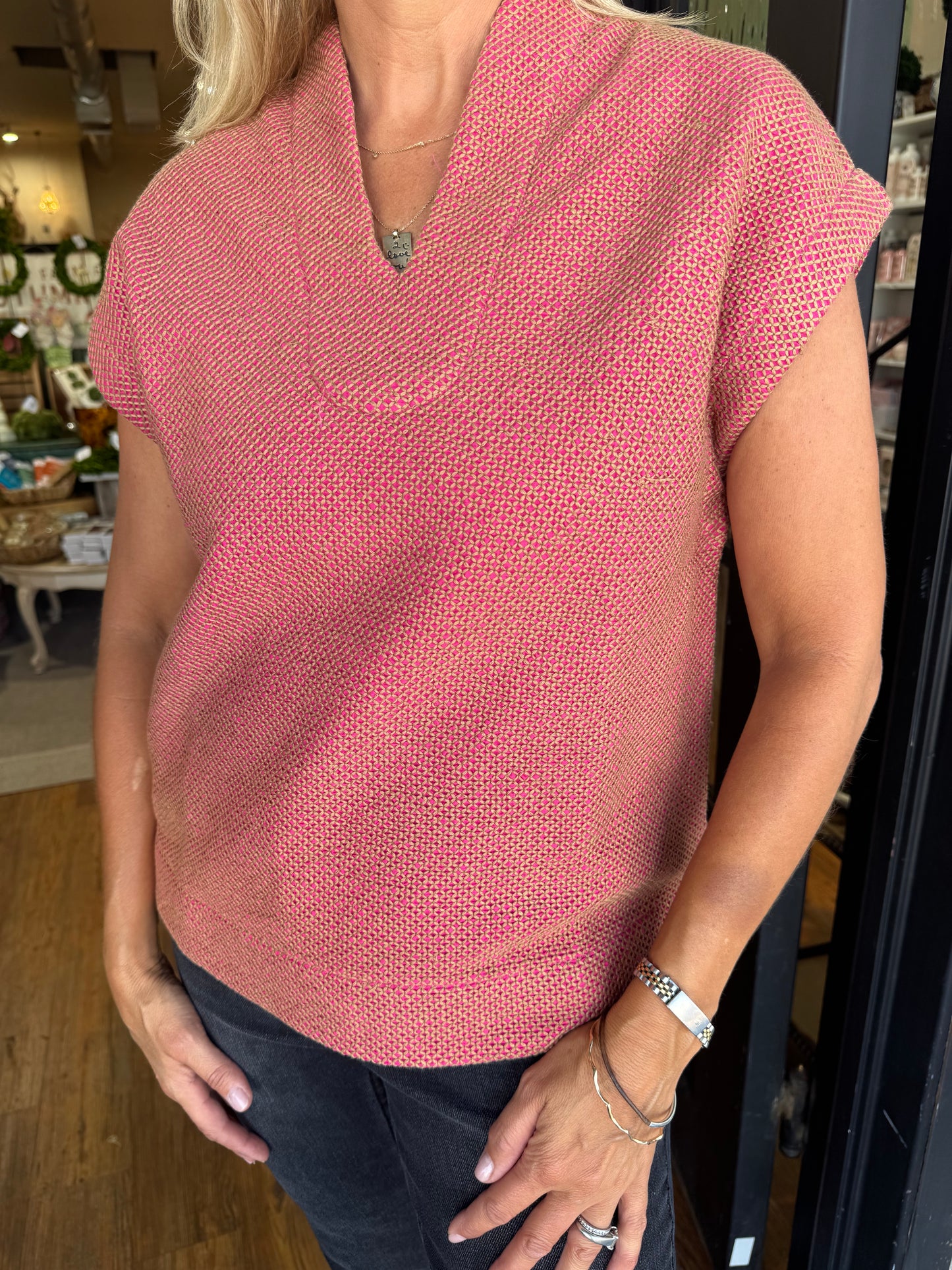 Ivy Jane Stitched Popover Top - Berry