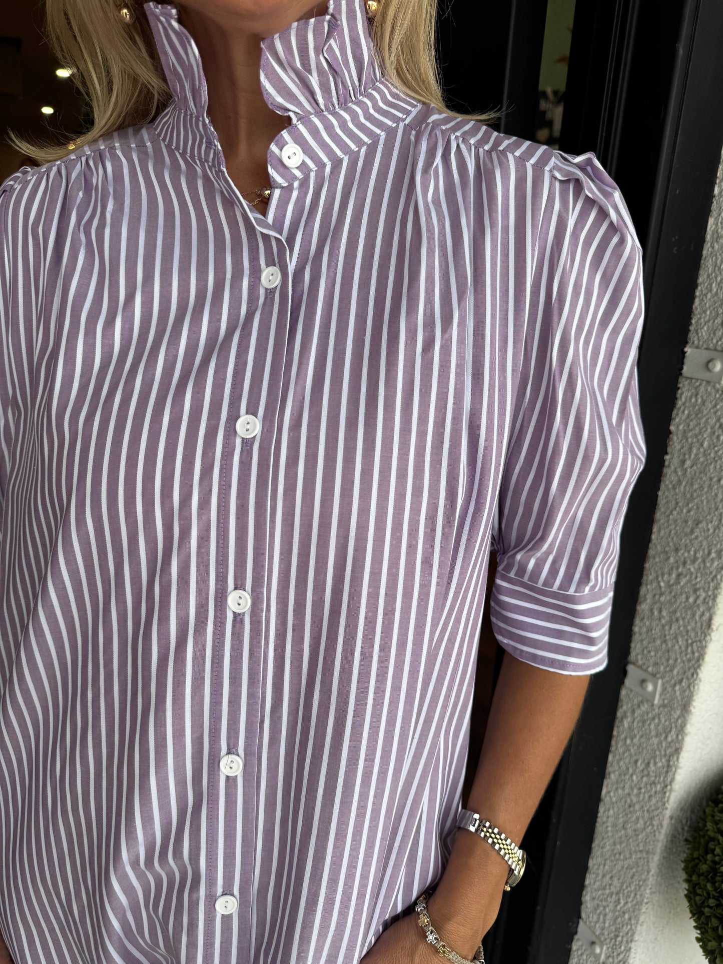 Nina Pinstripe Dress - Purple