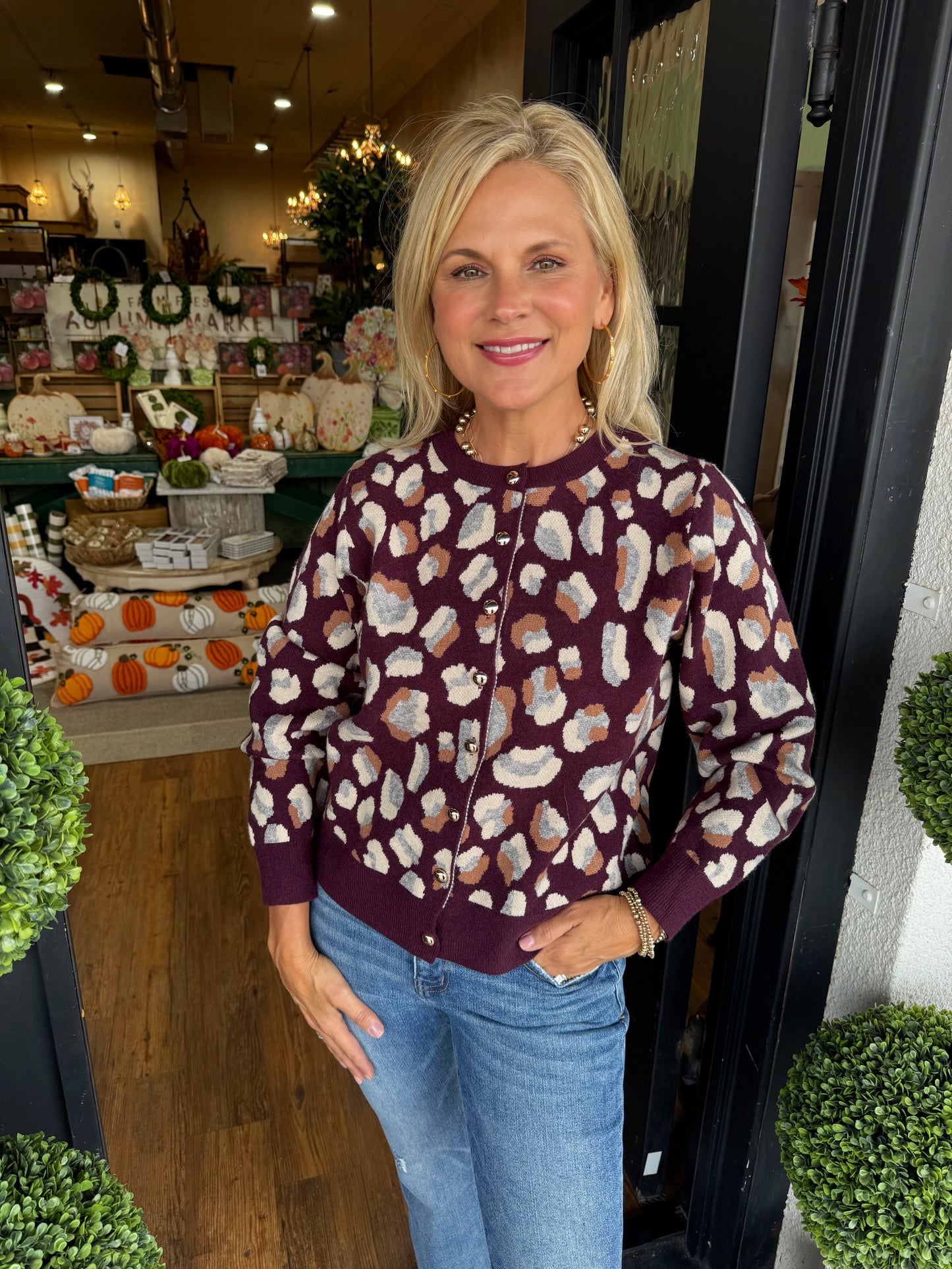 Rochelle Cardigan Top - Plum