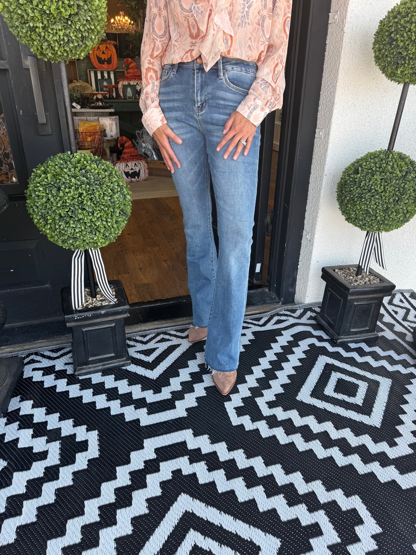 High Rise Boot Cut With Raw Hem