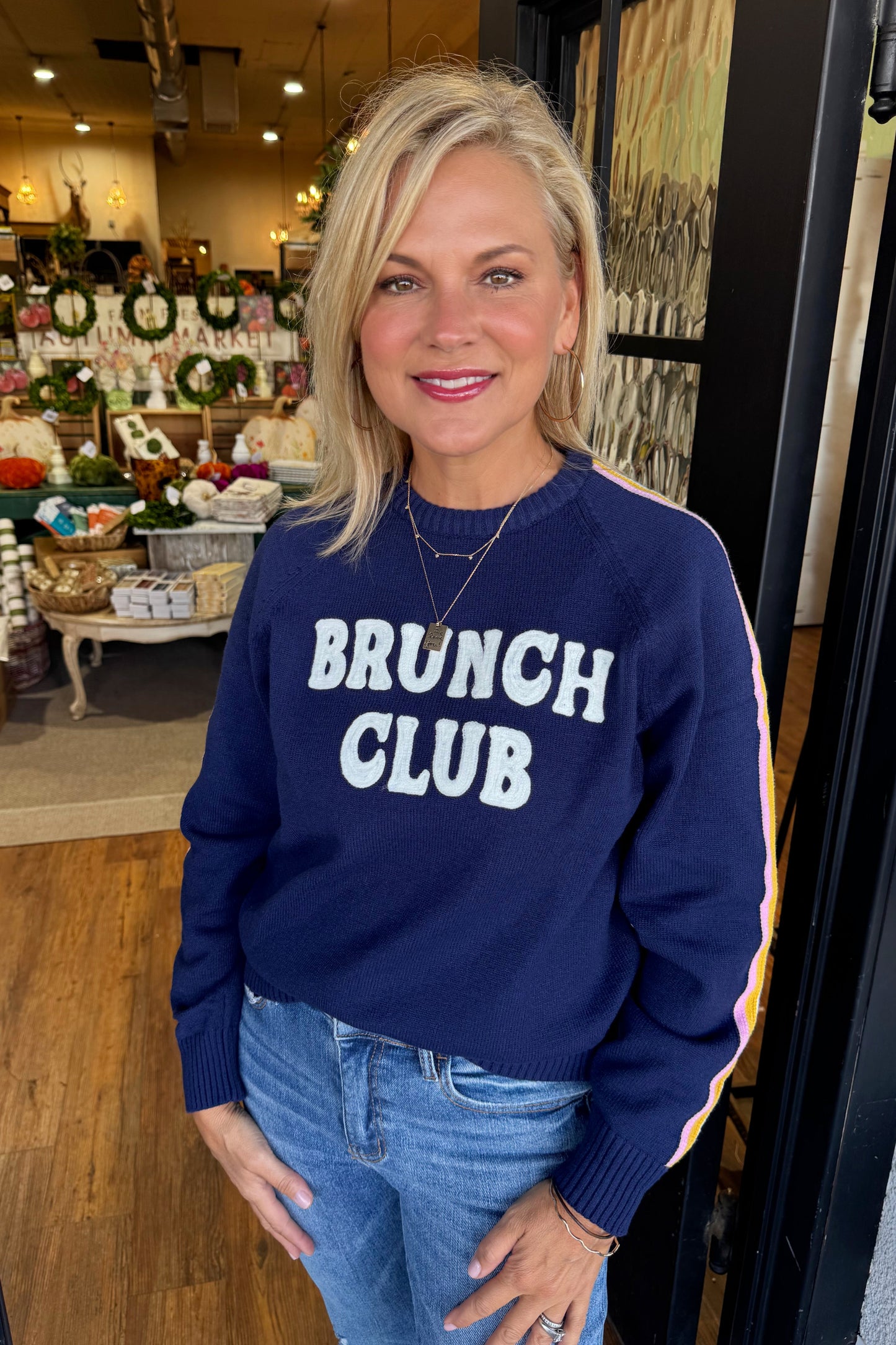 Brunch Club Sweater - Navy