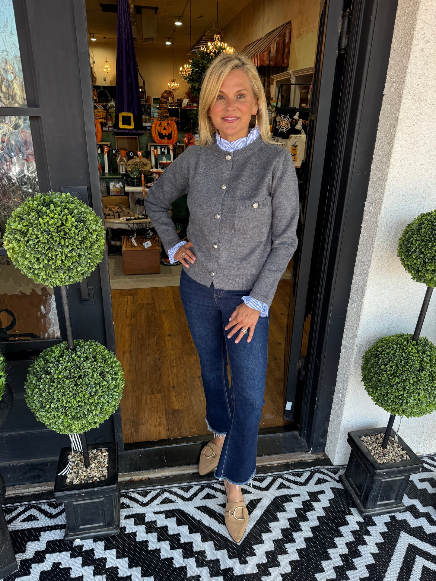 Danica Cardigan Top - Grey