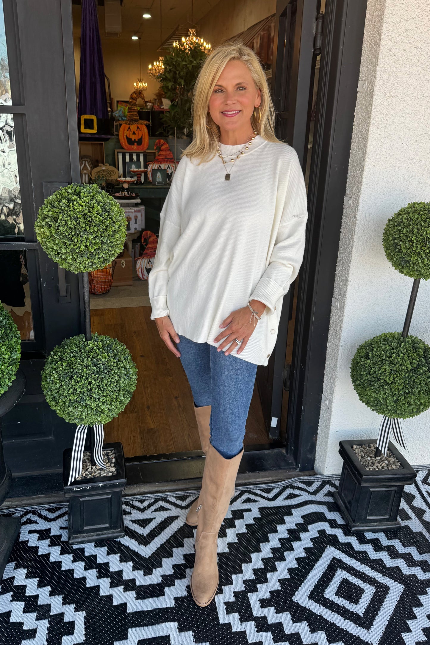 Noralee Button Sweater - Cream