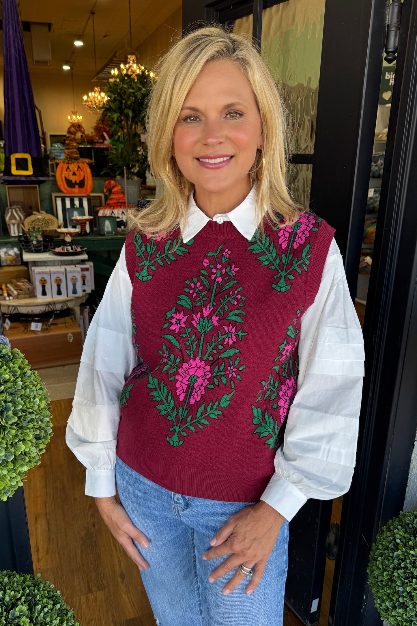 Collins Vest-Burgundy