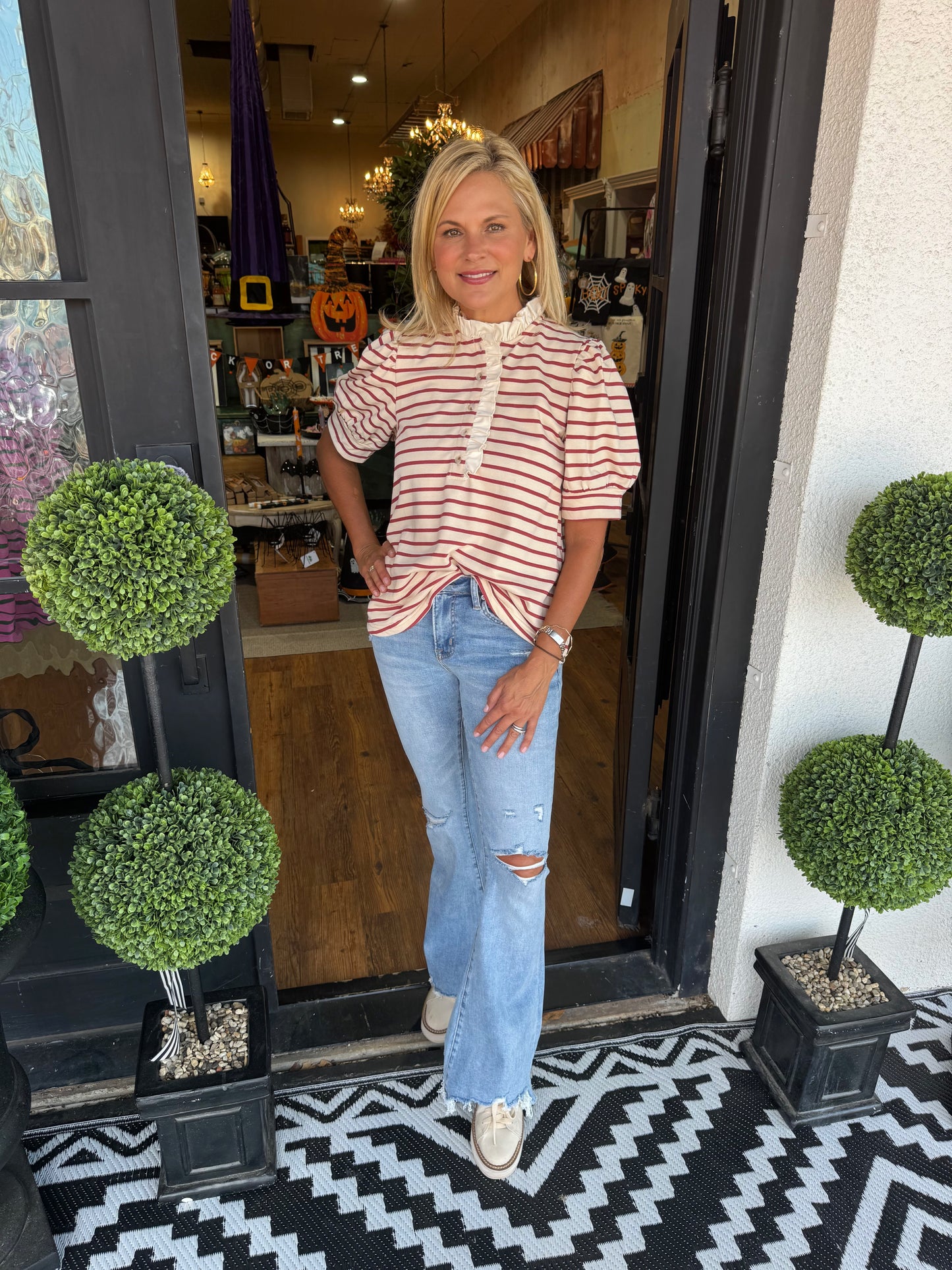 Mid Rise Flare With Hem Detail Jean