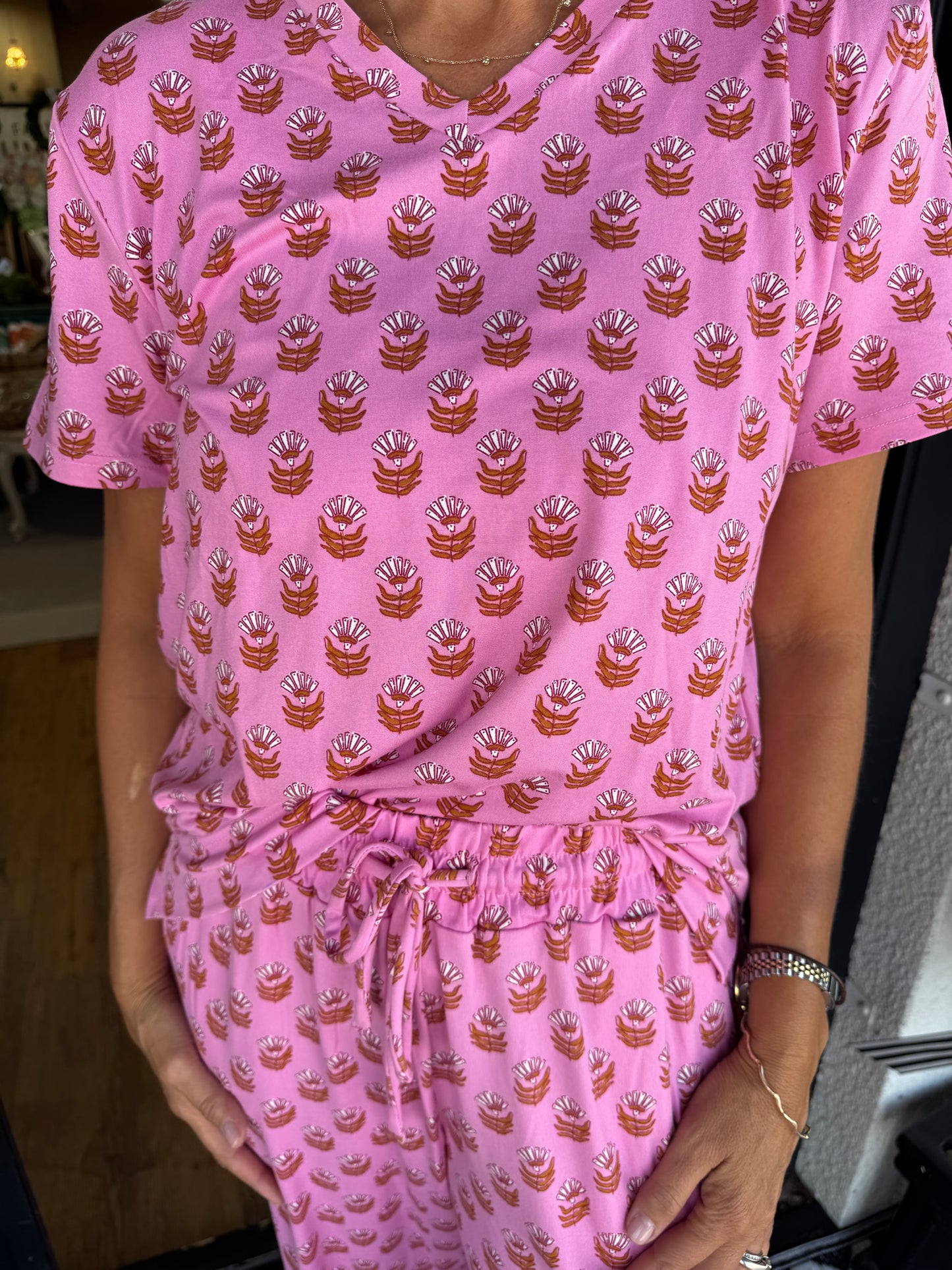 Alli Floral Foulard PJ Set - Pink