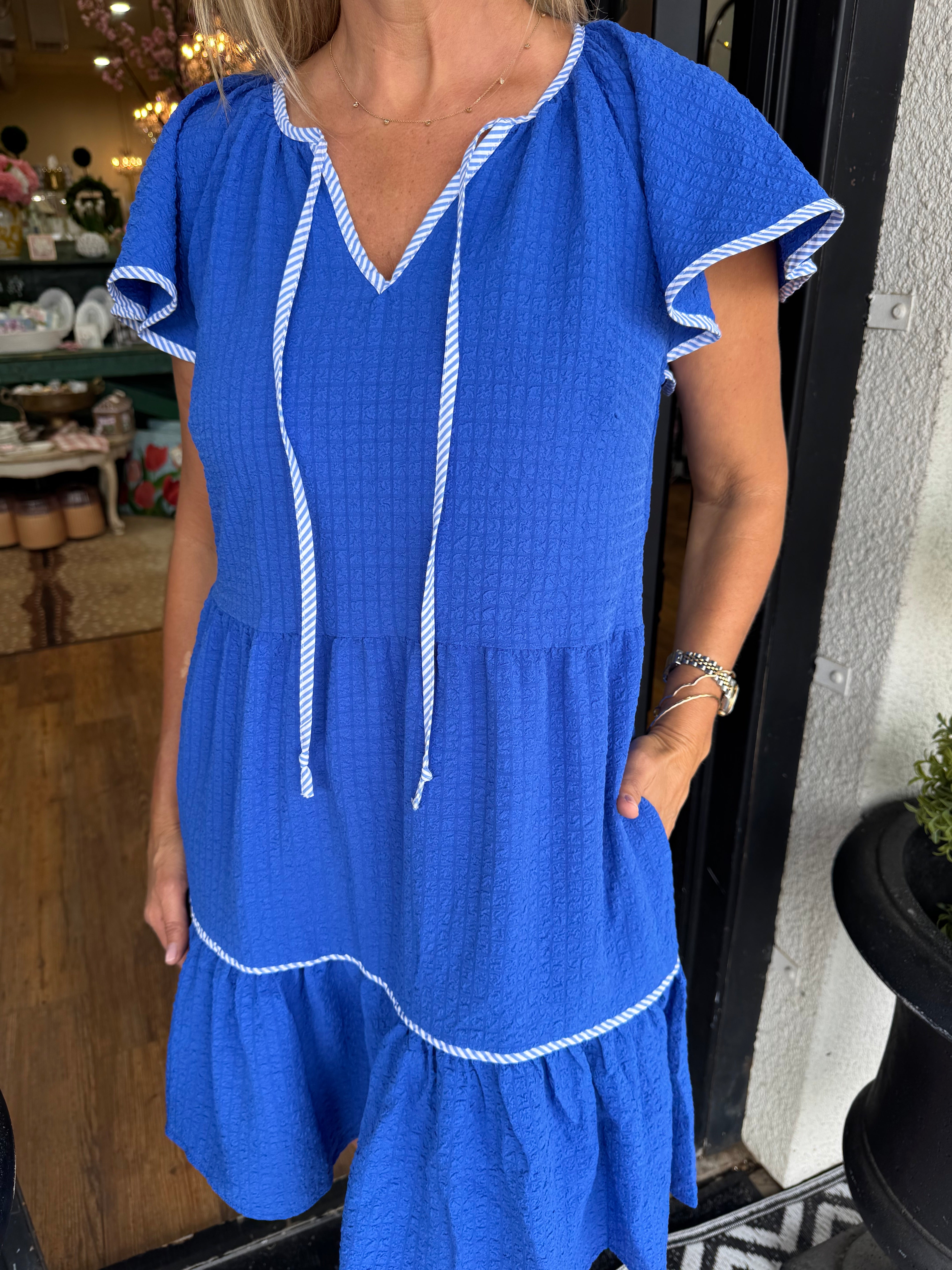 Mary Square Lillian Dress - Blue – Vine on Main