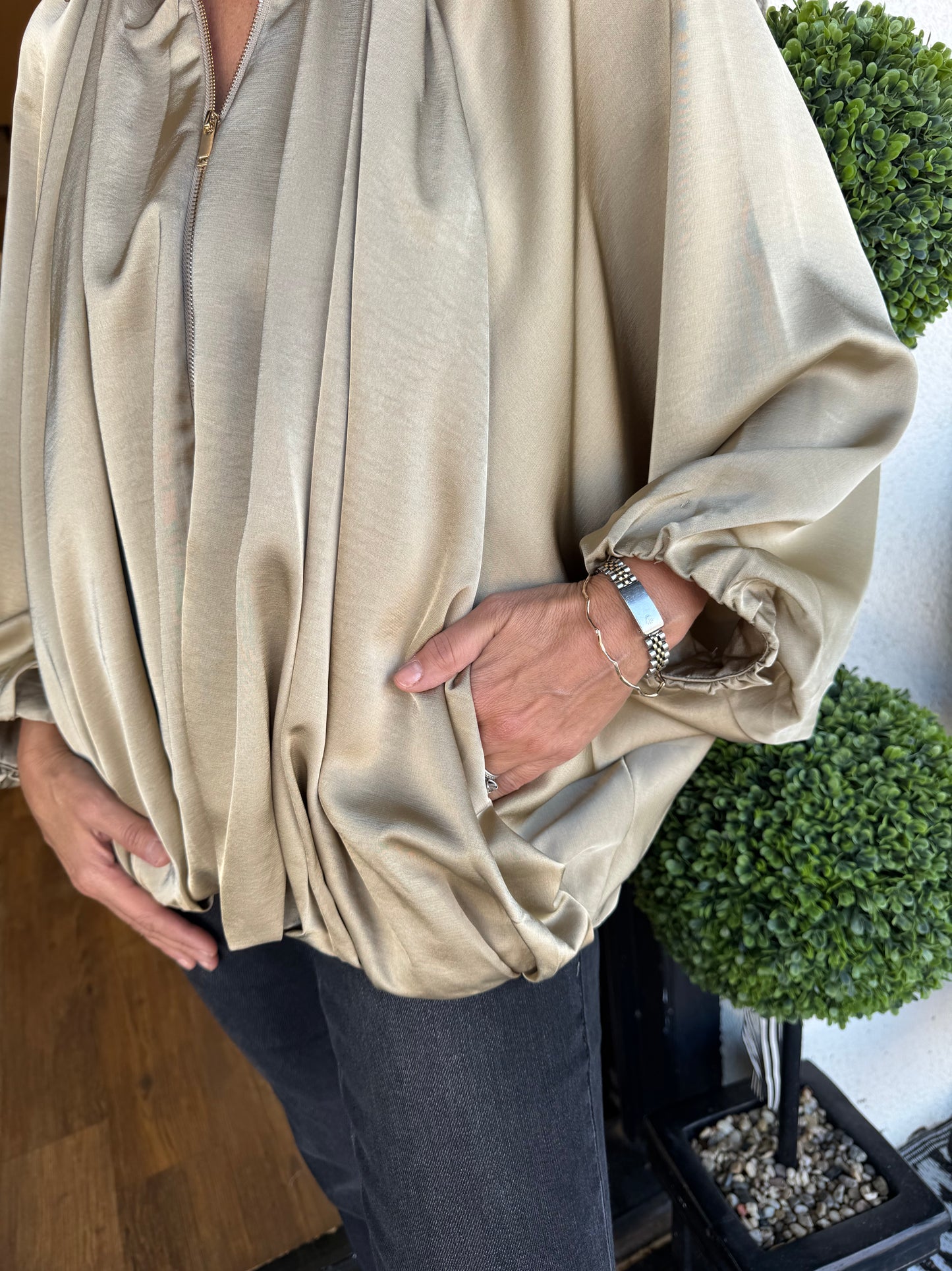 Banks Bomber Jacket Top - Taupe