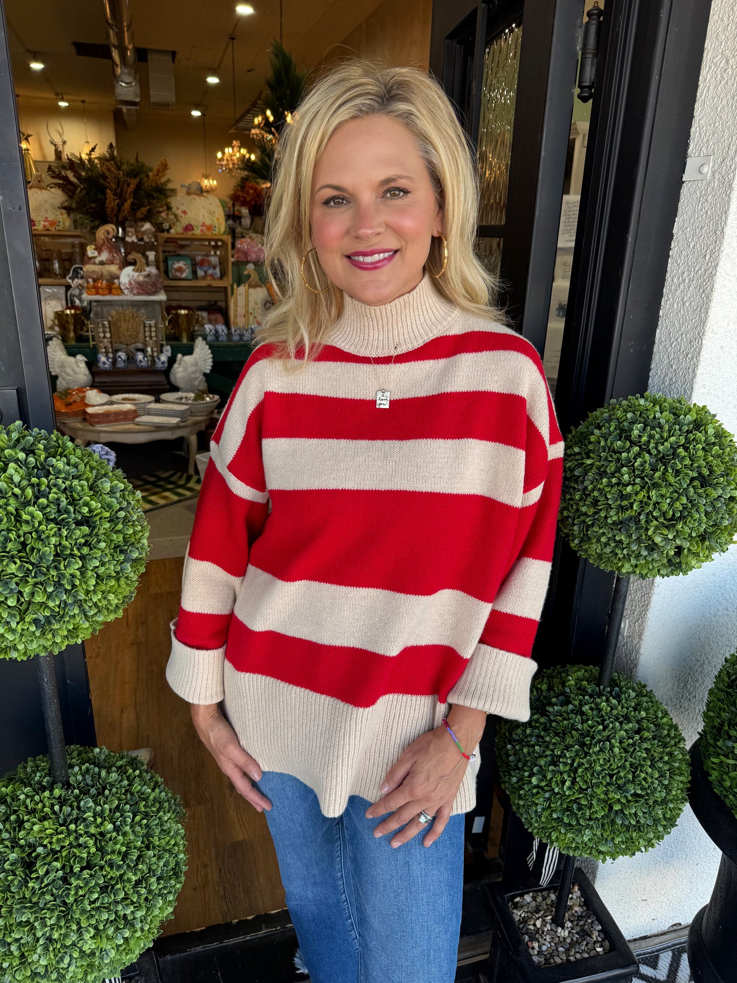 Costner Striped Sweater - Red