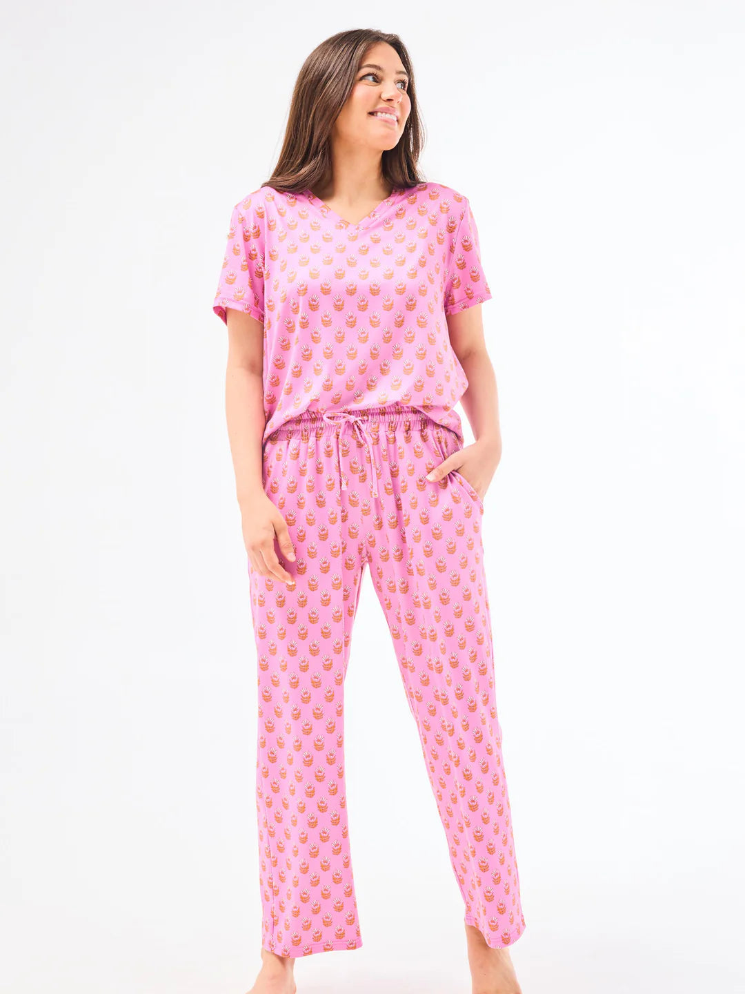 Alli Floral Foulard PJ Set - Pink