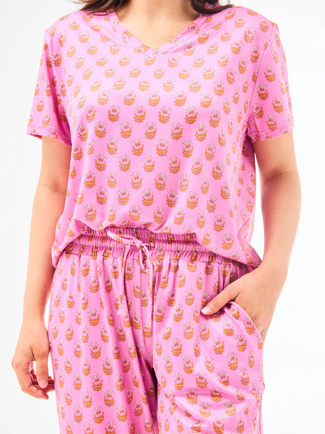 Alli Floral Foulard PJ Set - Pink