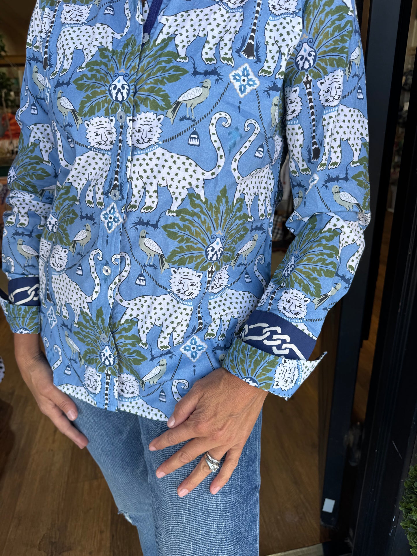 Tizzie Rome Shirt - Blue Cheetah