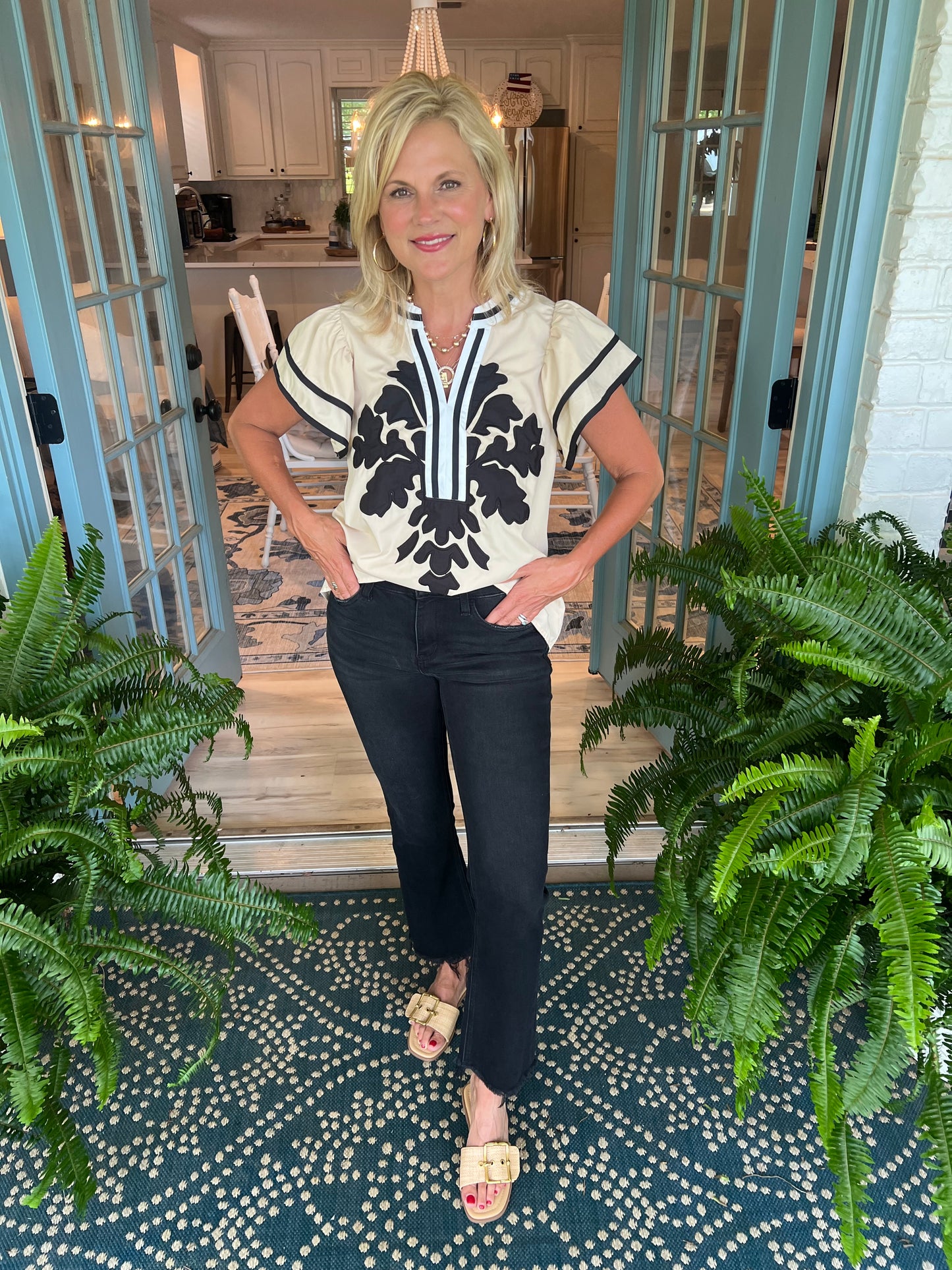 Mid Rise Raw Distressed Hem Crop Flare Jeans