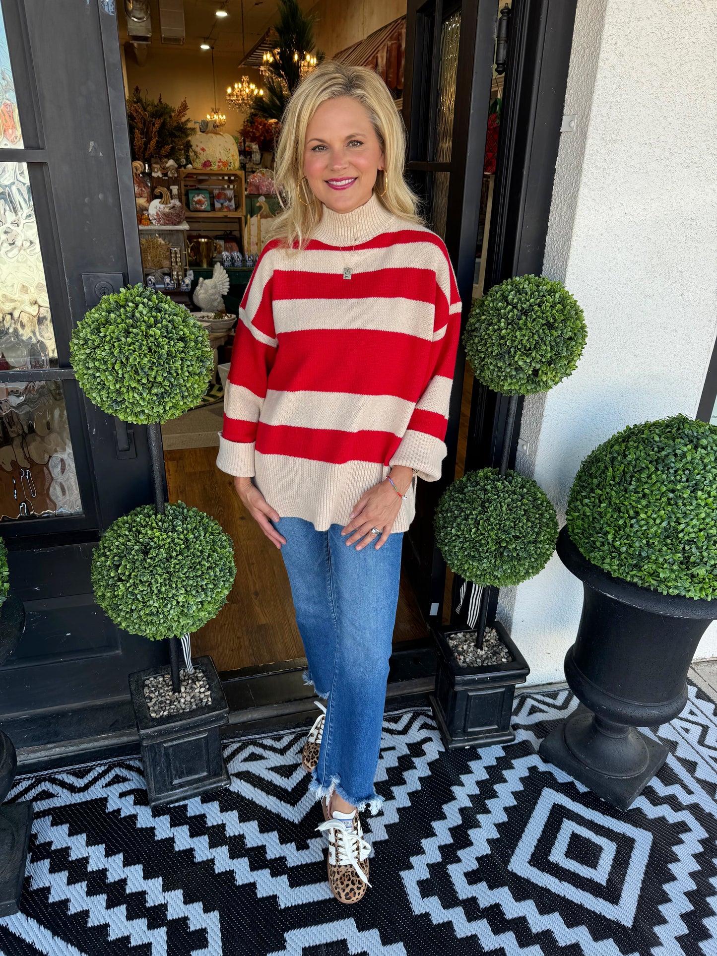 Costner Striped Sweater - Red