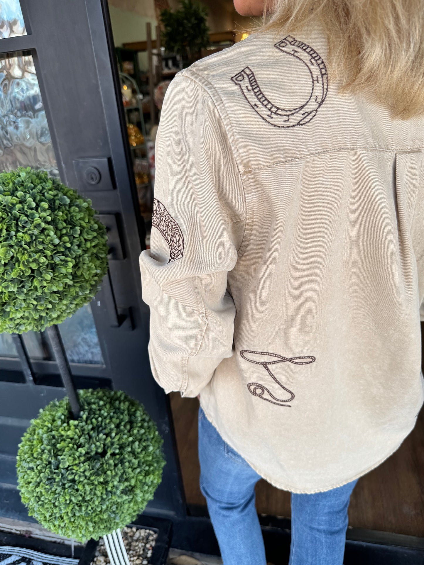 Maize Embroidered Button Down Top