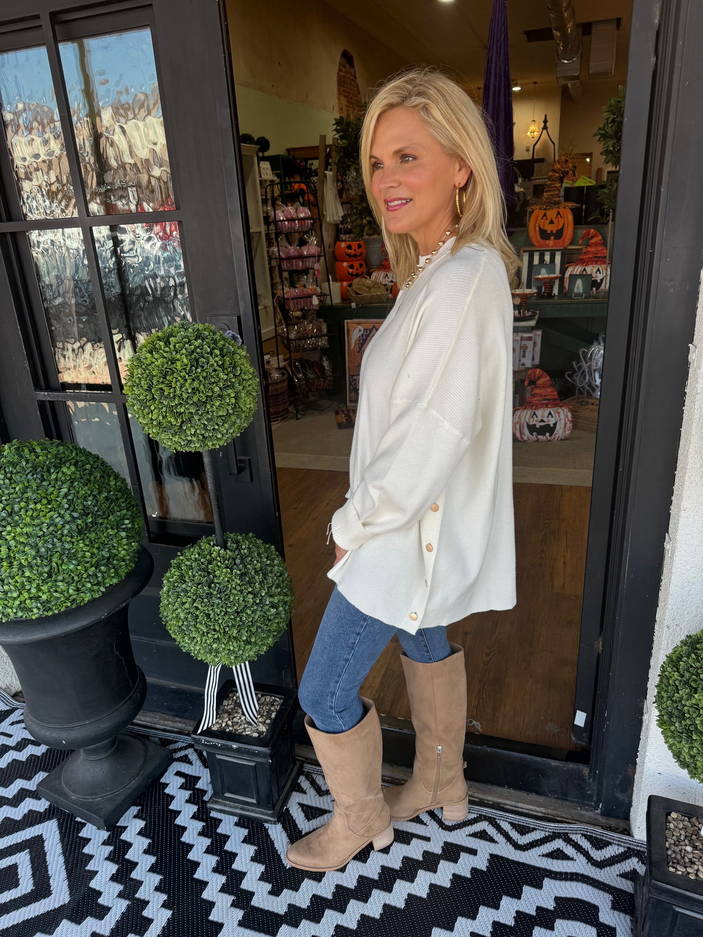 Noralee Button Sweater - Cream