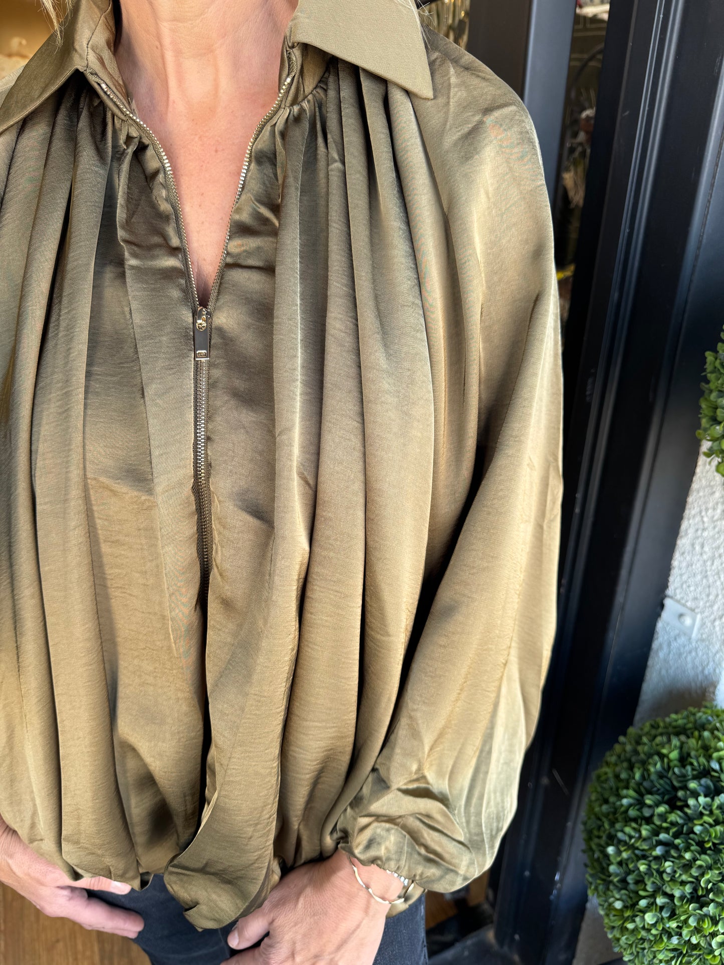 Banks Bomber Jacket Top - Olive