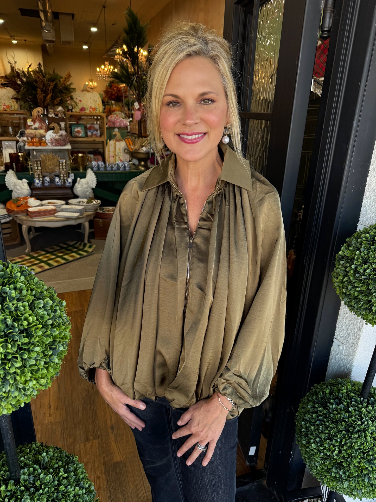 Banks Bomber Jacket Top - Olive