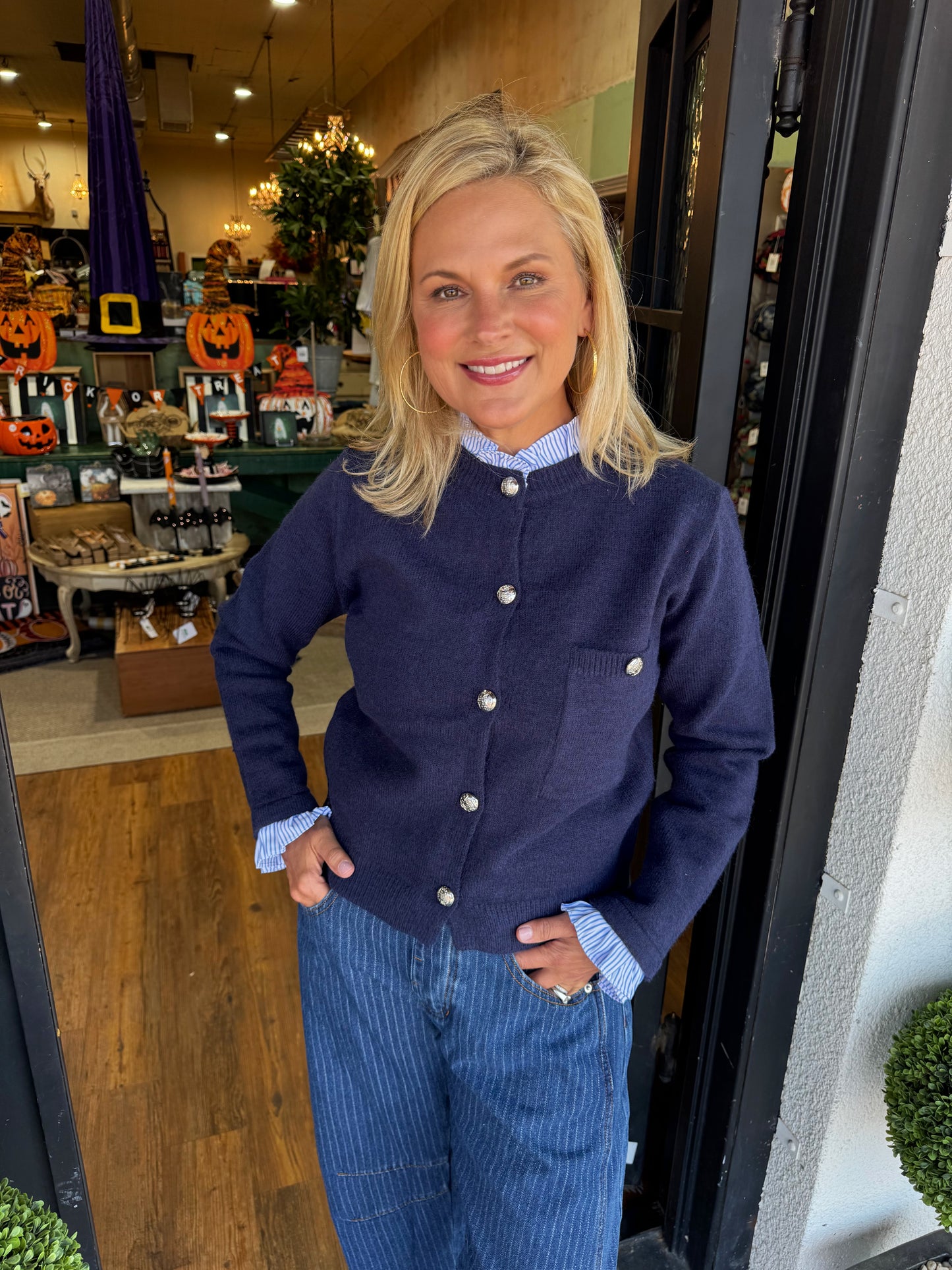 Danica Cardigan Top- Navy