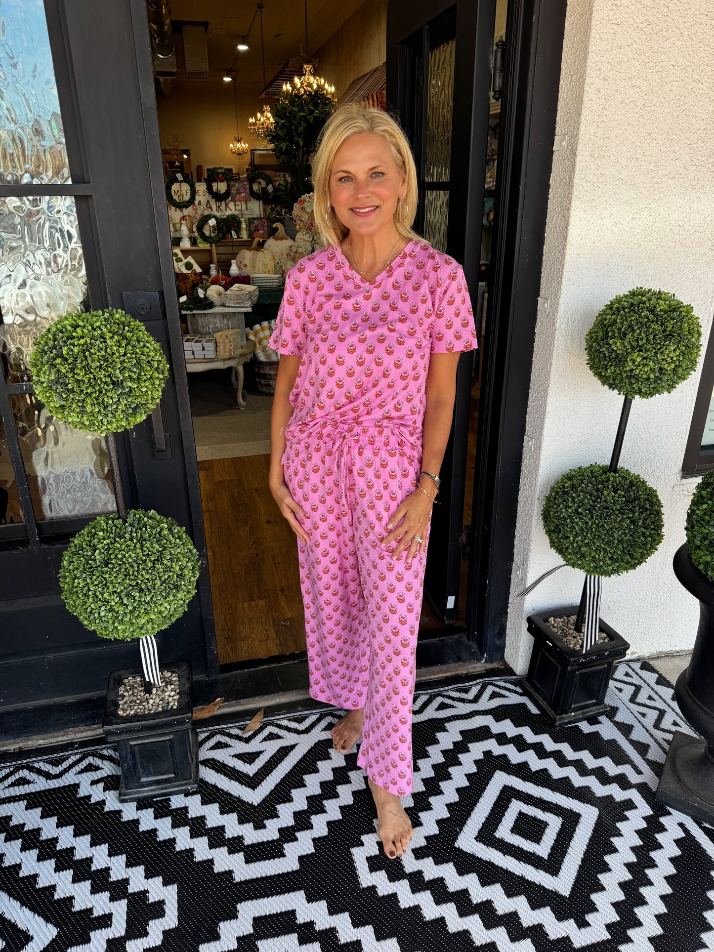 Alli Floral Foulard PJ Set - Pink