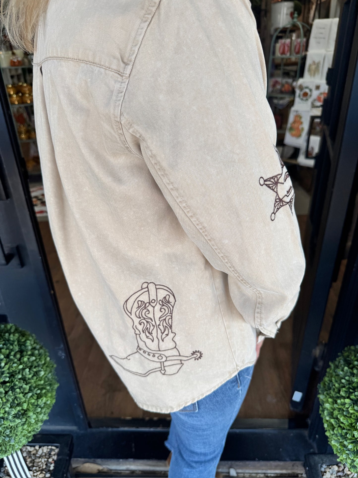 Maize Embroidered Button Down Top