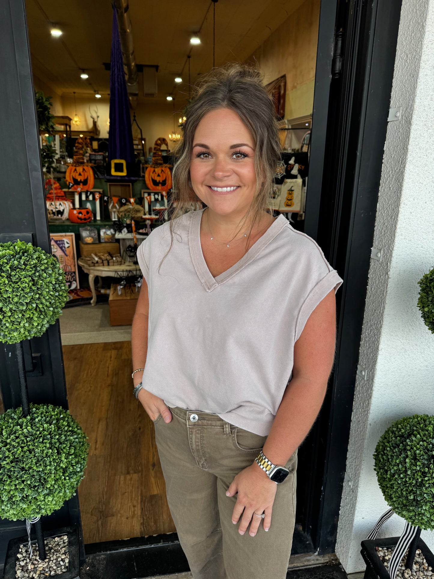 Delaney Top - Dark Taupe