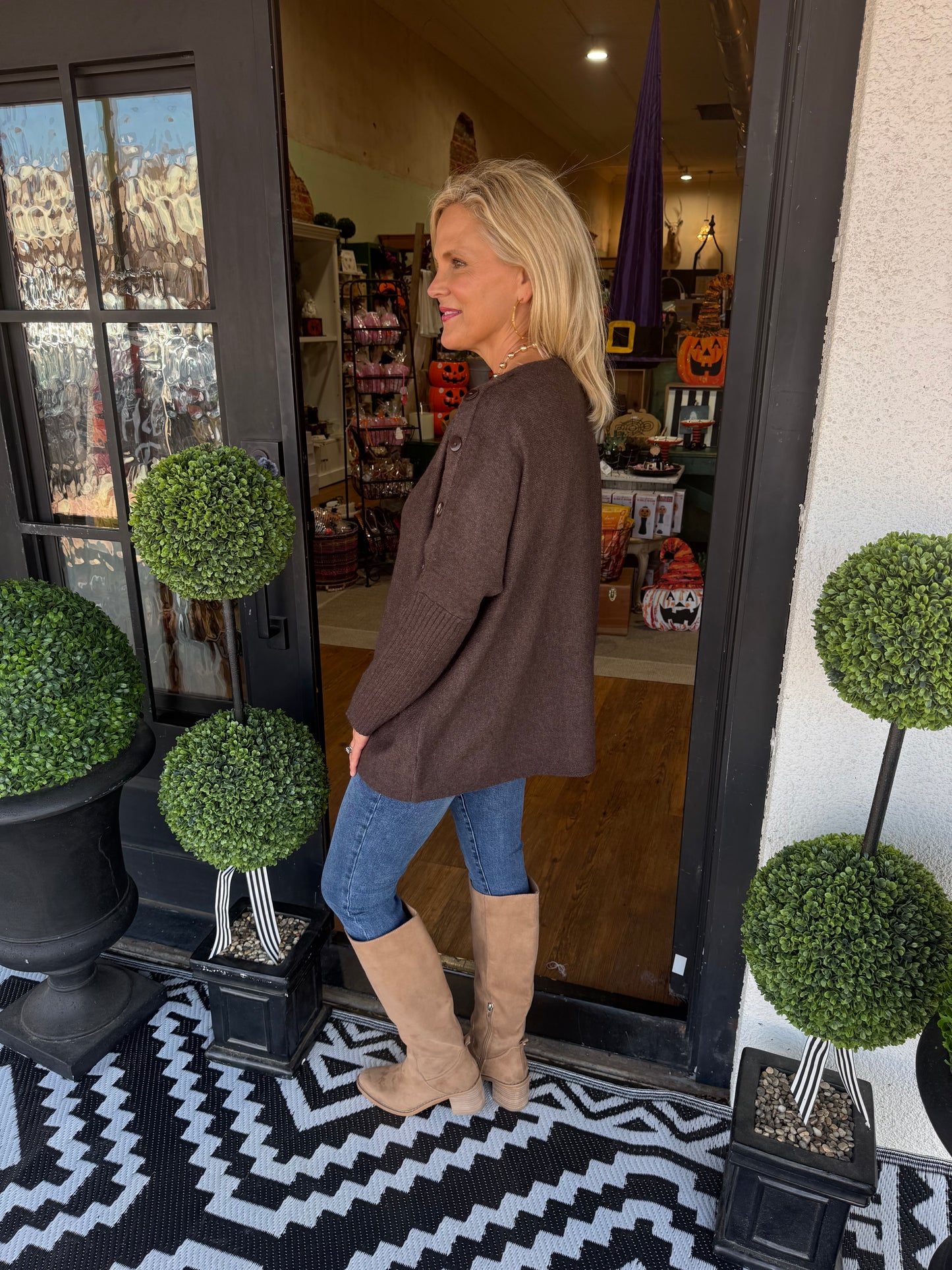 Sheffield Button Sweater - Brown