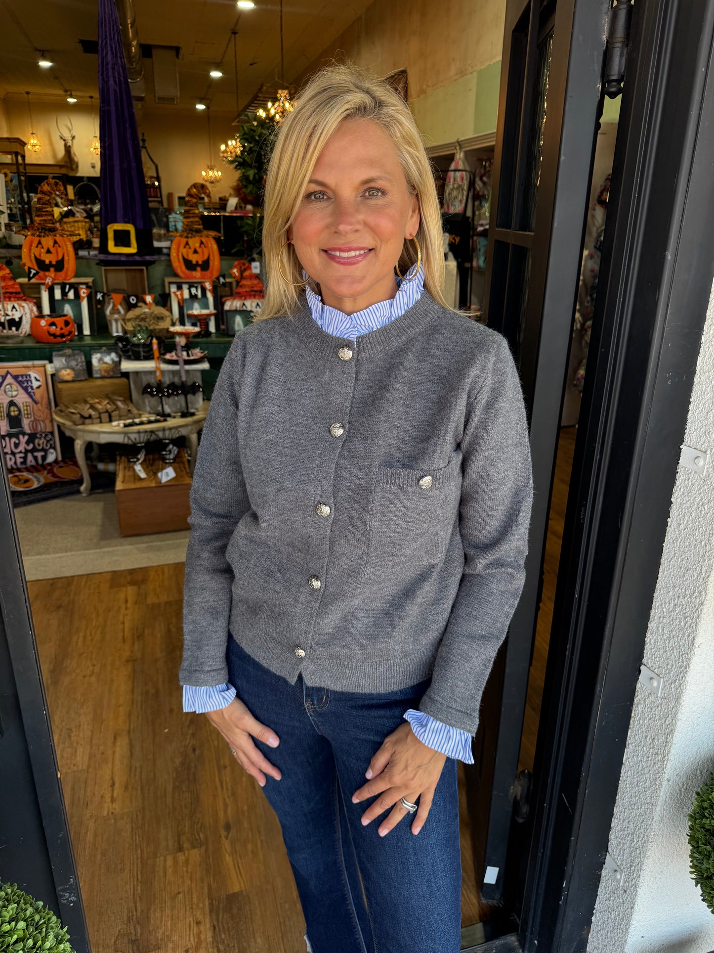 Danica Cardigan Top - Grey