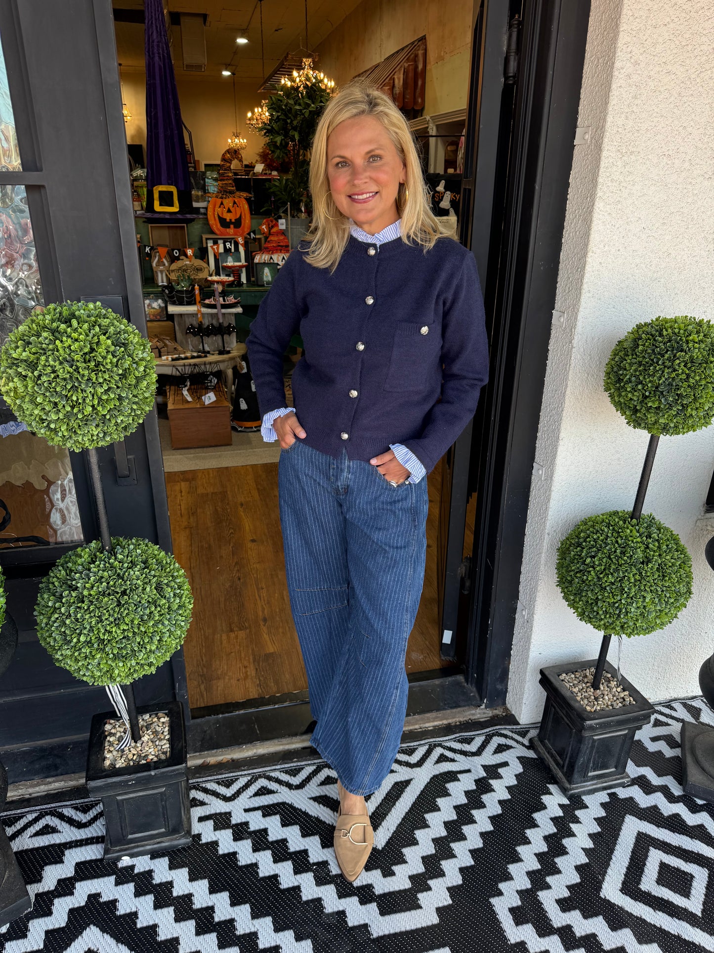 Danica Cardigan Top- Navy