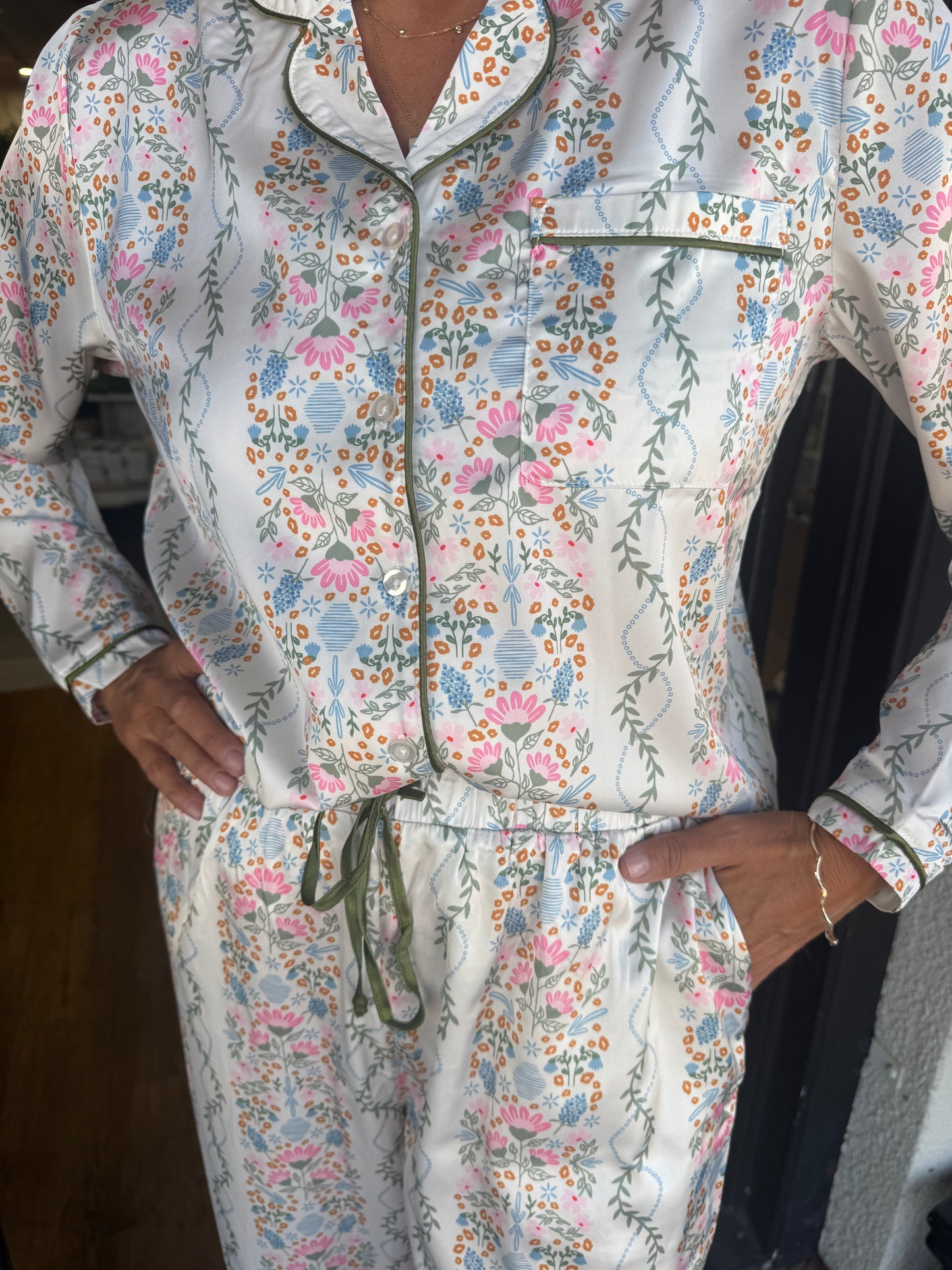 Charlotte Satin PJ Set - Ivory