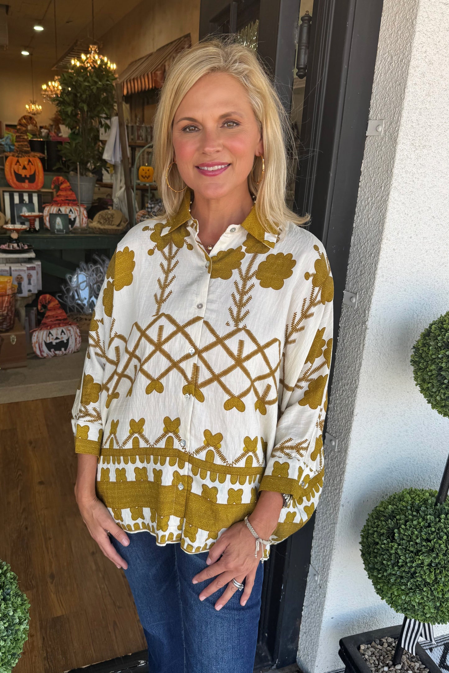 Bindi Top - Mustard Green