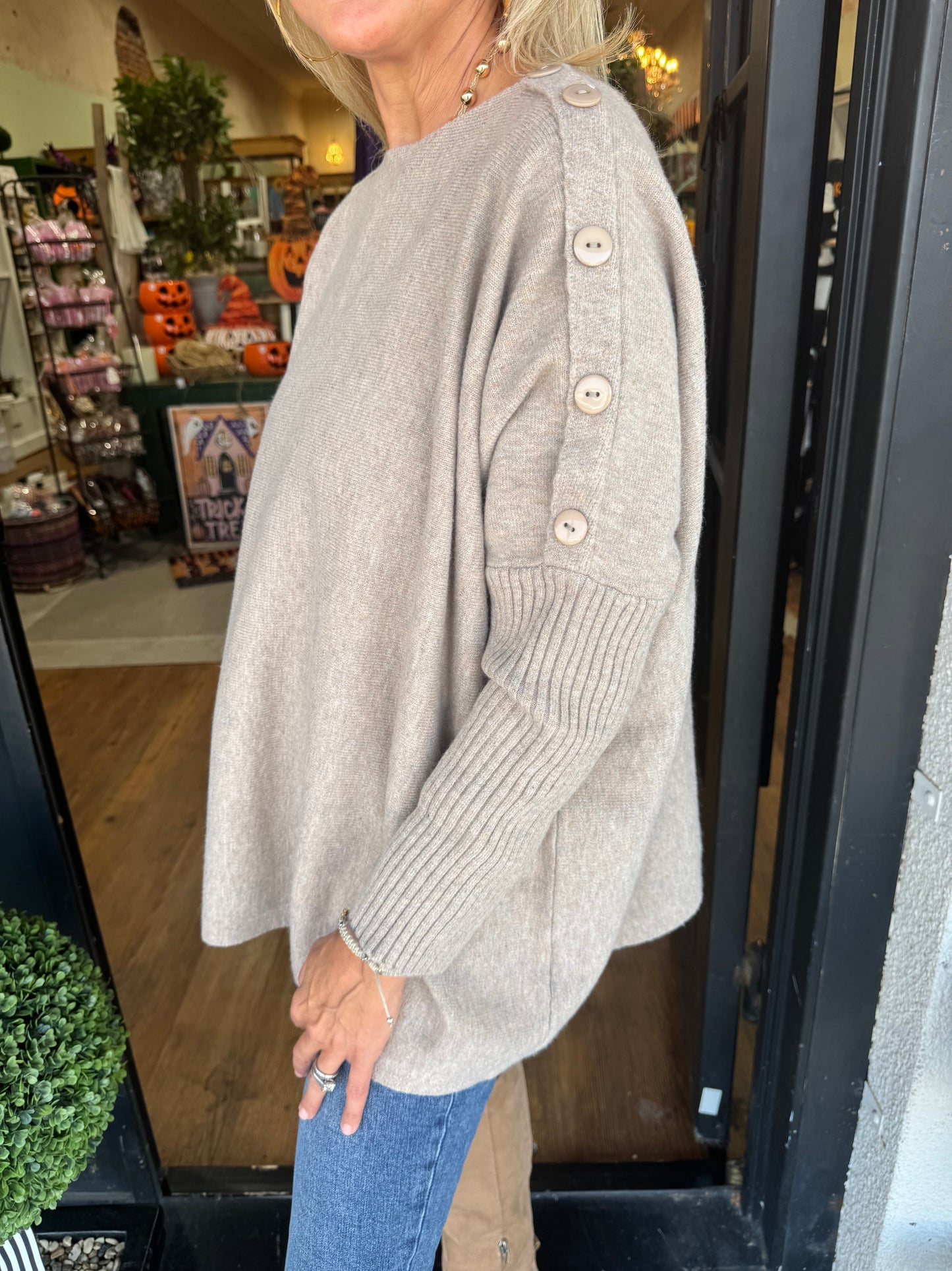 Sheffield Button Sweater - Tan
