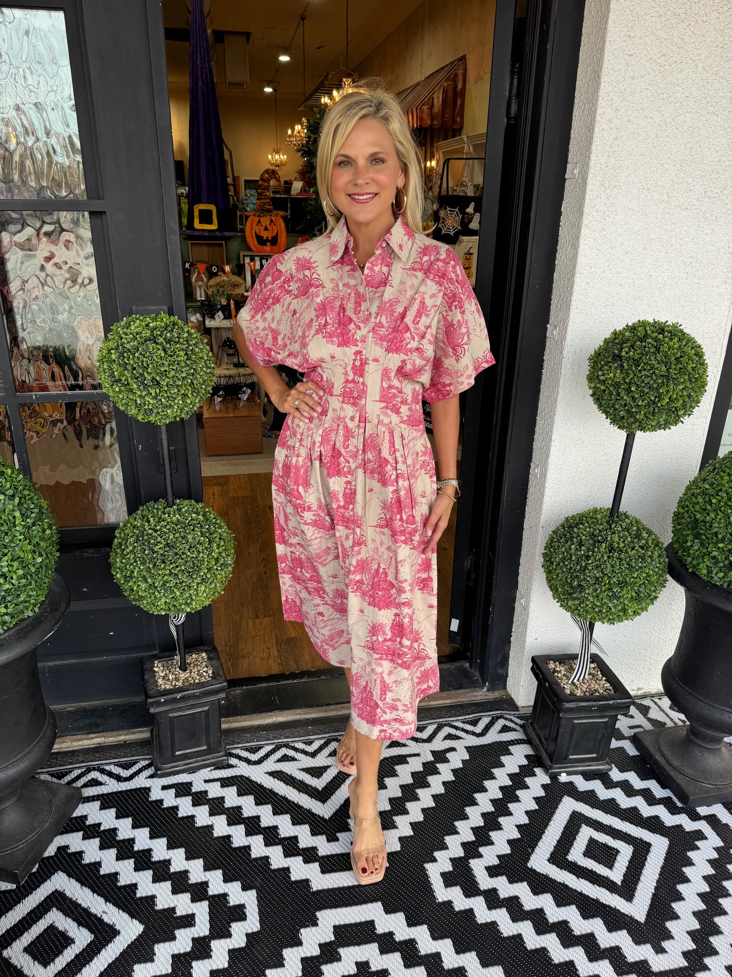 Uncle Frank Toile Tucked Dress