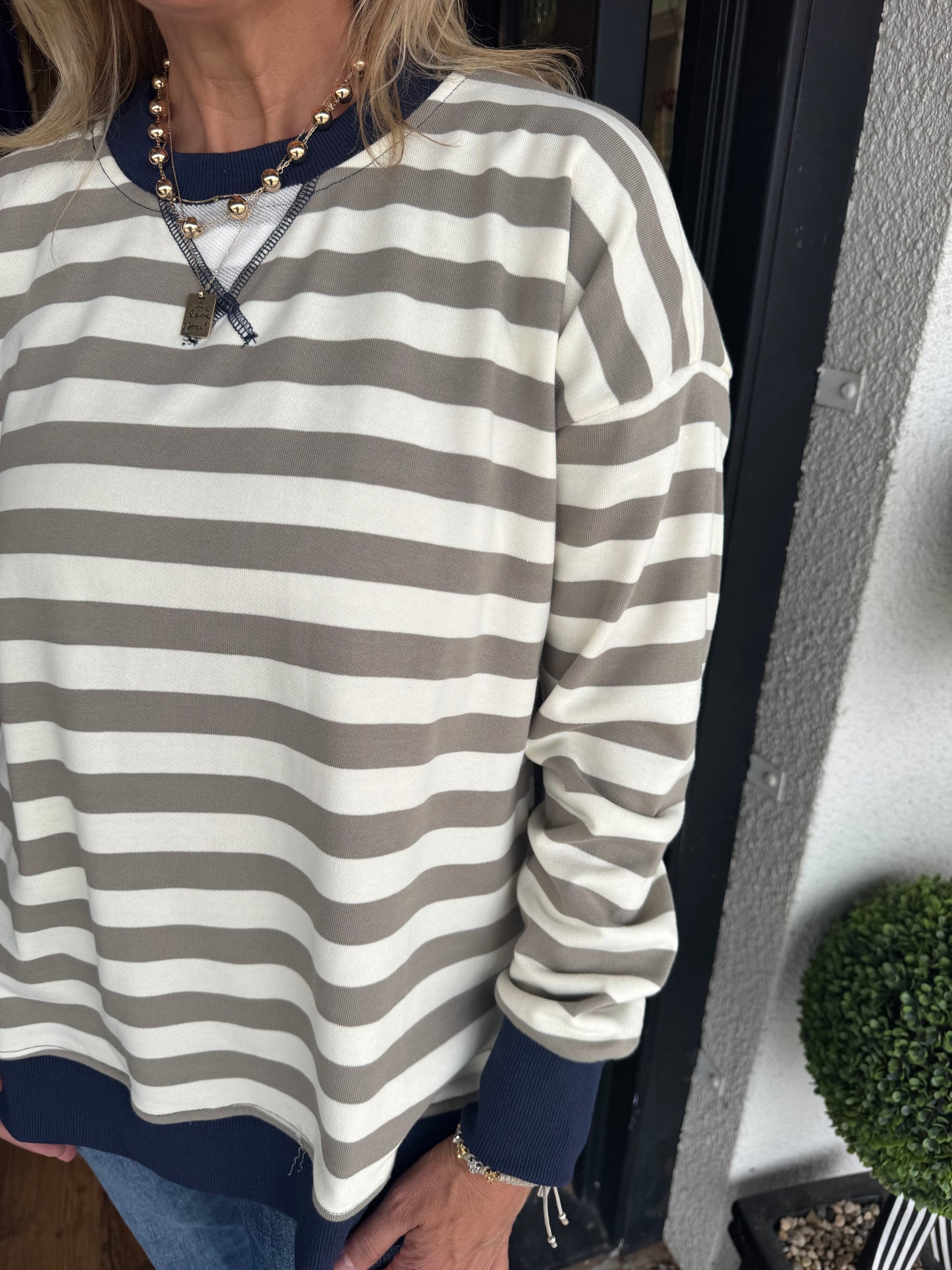 Madeline Top - Olive/Navy