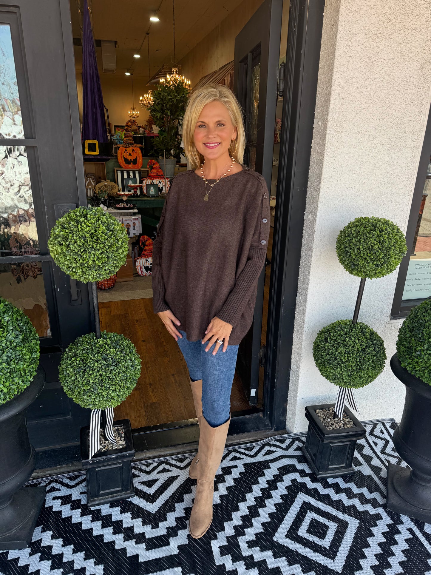 Sheffield Button Sweater - Brown