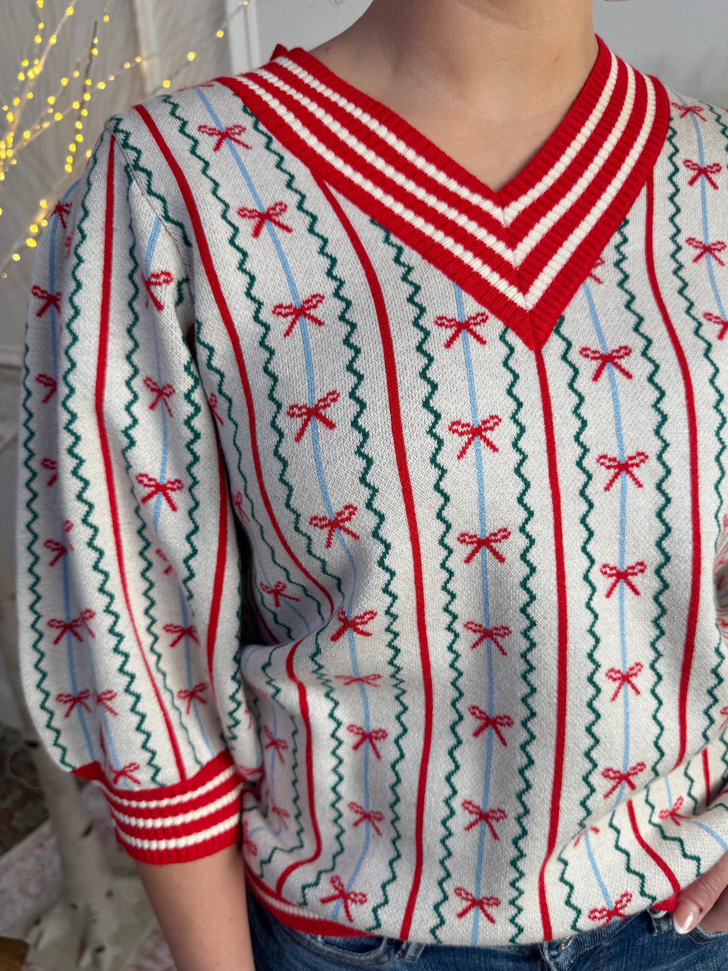 Mary Square Sweater Top Faith In A Bow - Ivory