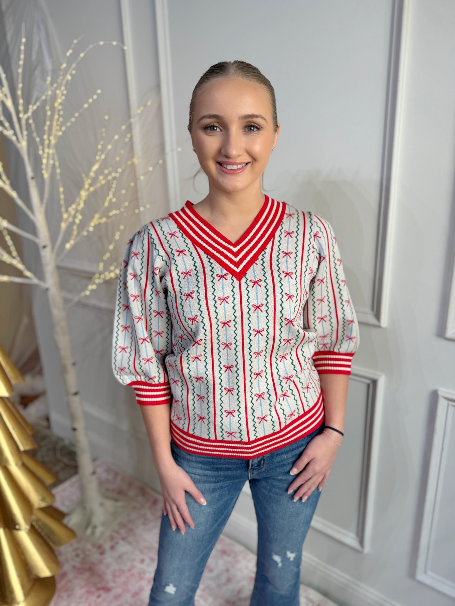 Mary Square Sweater Top Faith In A Bow - Ivory
