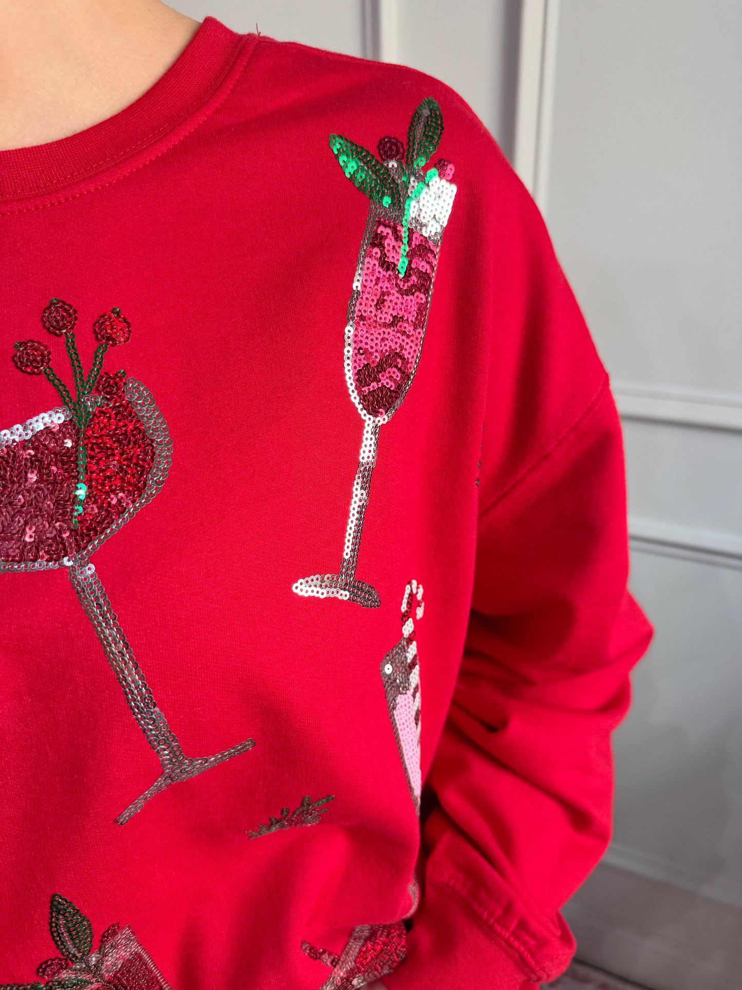 Holiday Sparkle Sweatshirt Top - Red