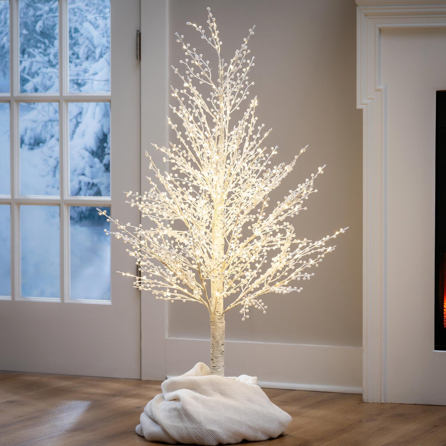 Woodland Storybook White Berry LED Tree 48'
