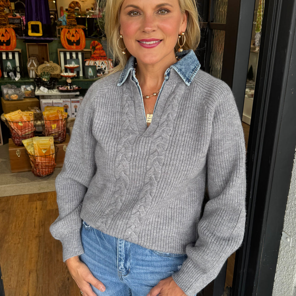 Miranda Top - Denim/Grey
