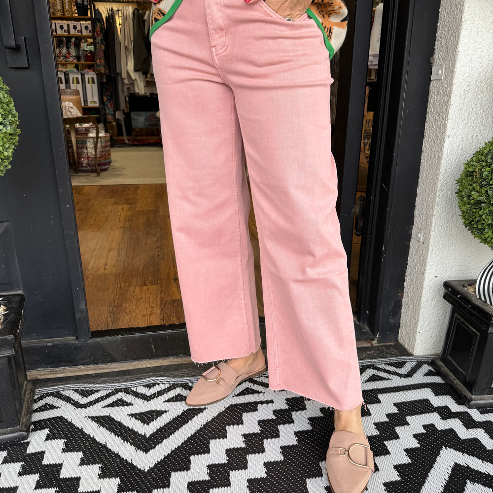 Wide Leg Pink Jeans