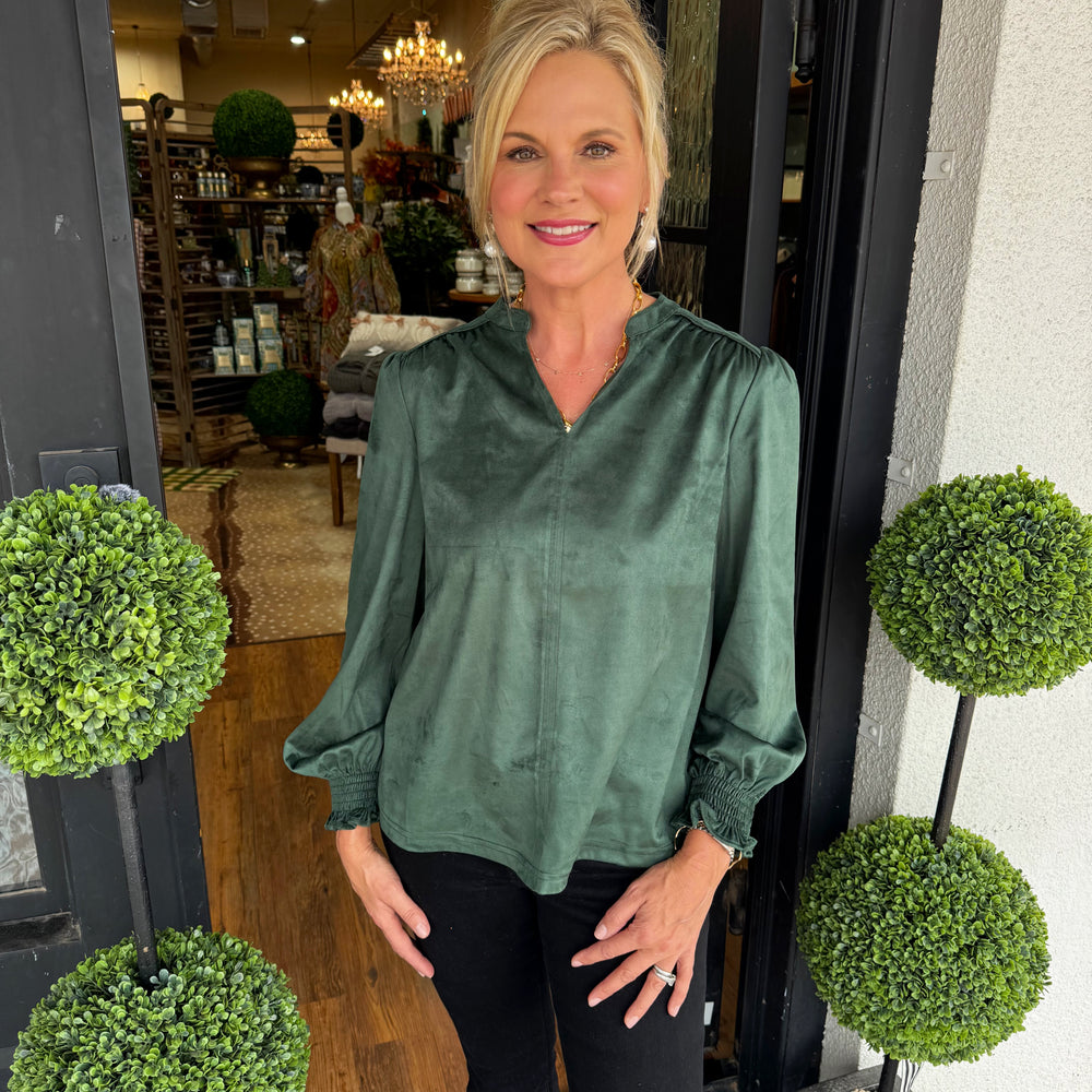 Ivy Jane Long Sleeve Suede Top