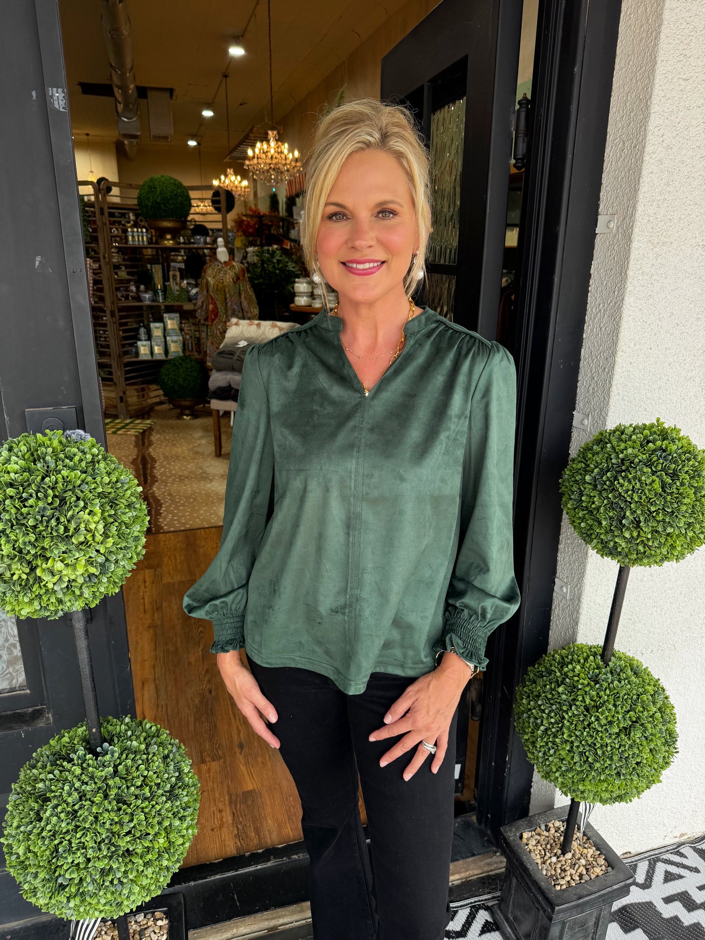 Ivy Jane Long Sleeve Suede Top