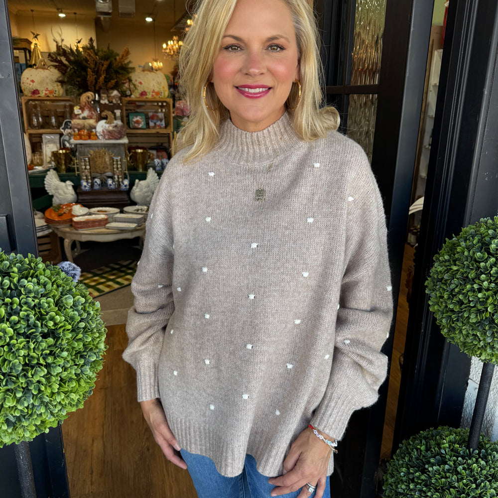 Novie Pom Pom Sweater - Tan
