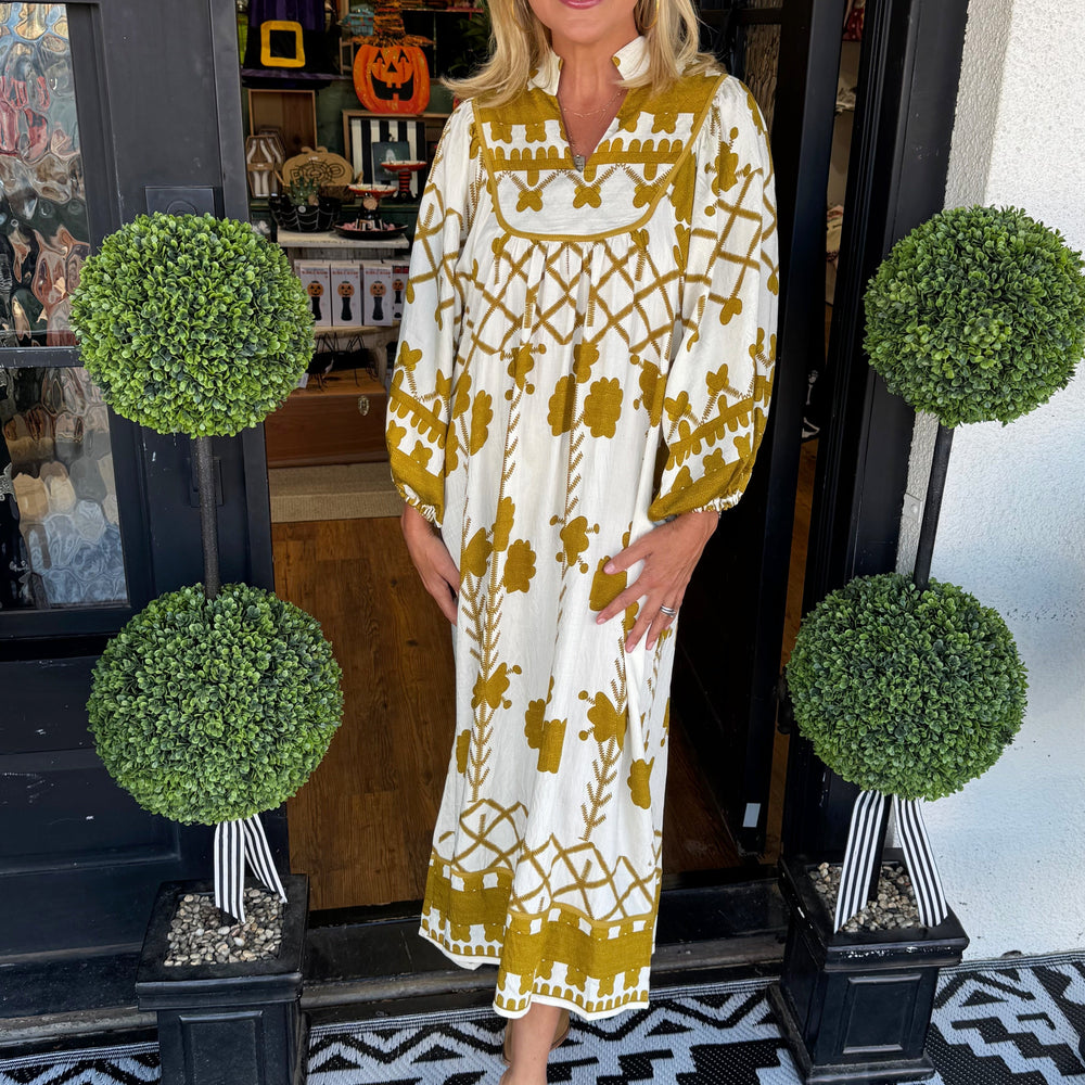 Bindi Dress - Mustard Green