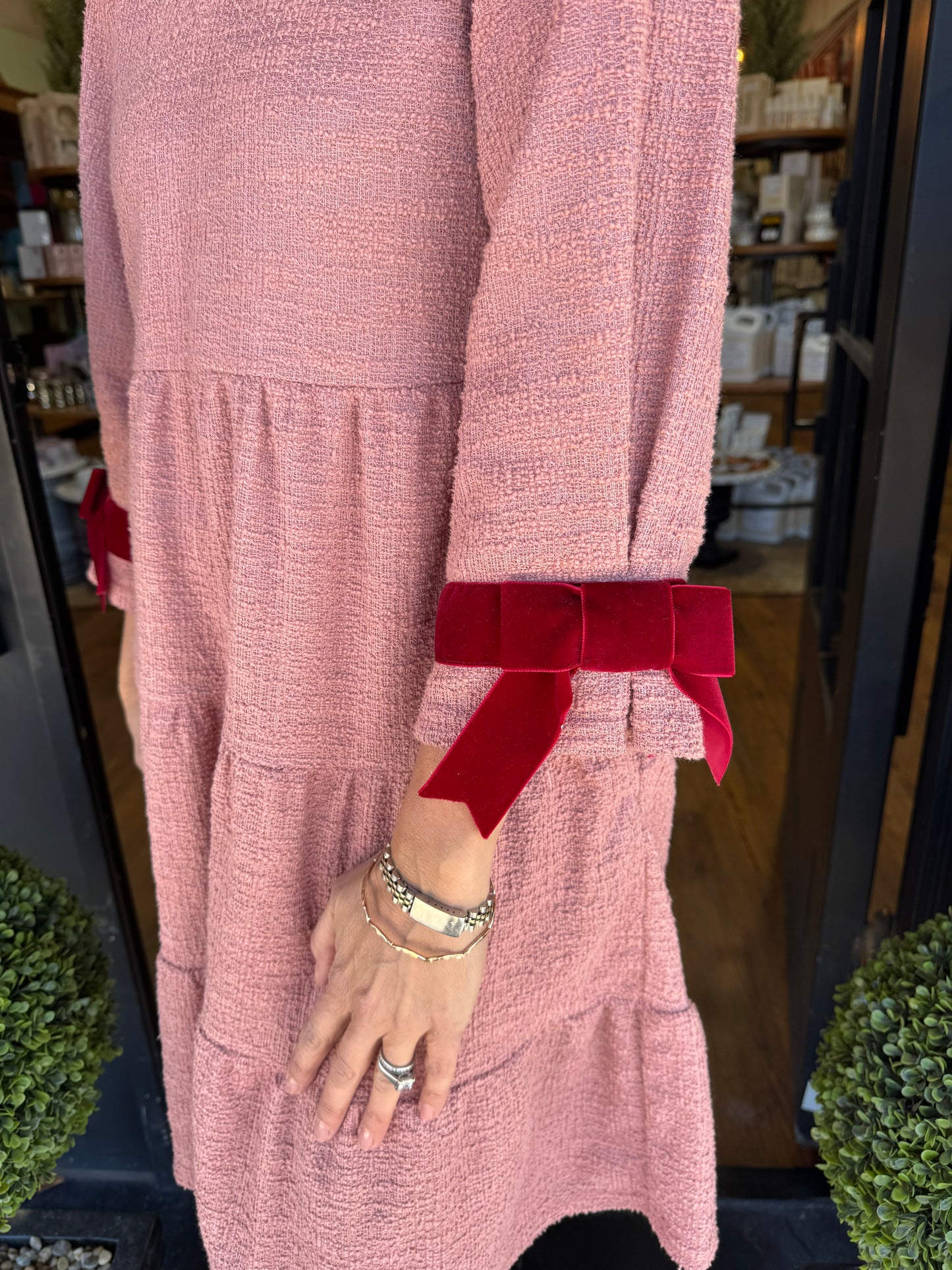 Ivy Jane Tiered Knit Dress W/ Bow